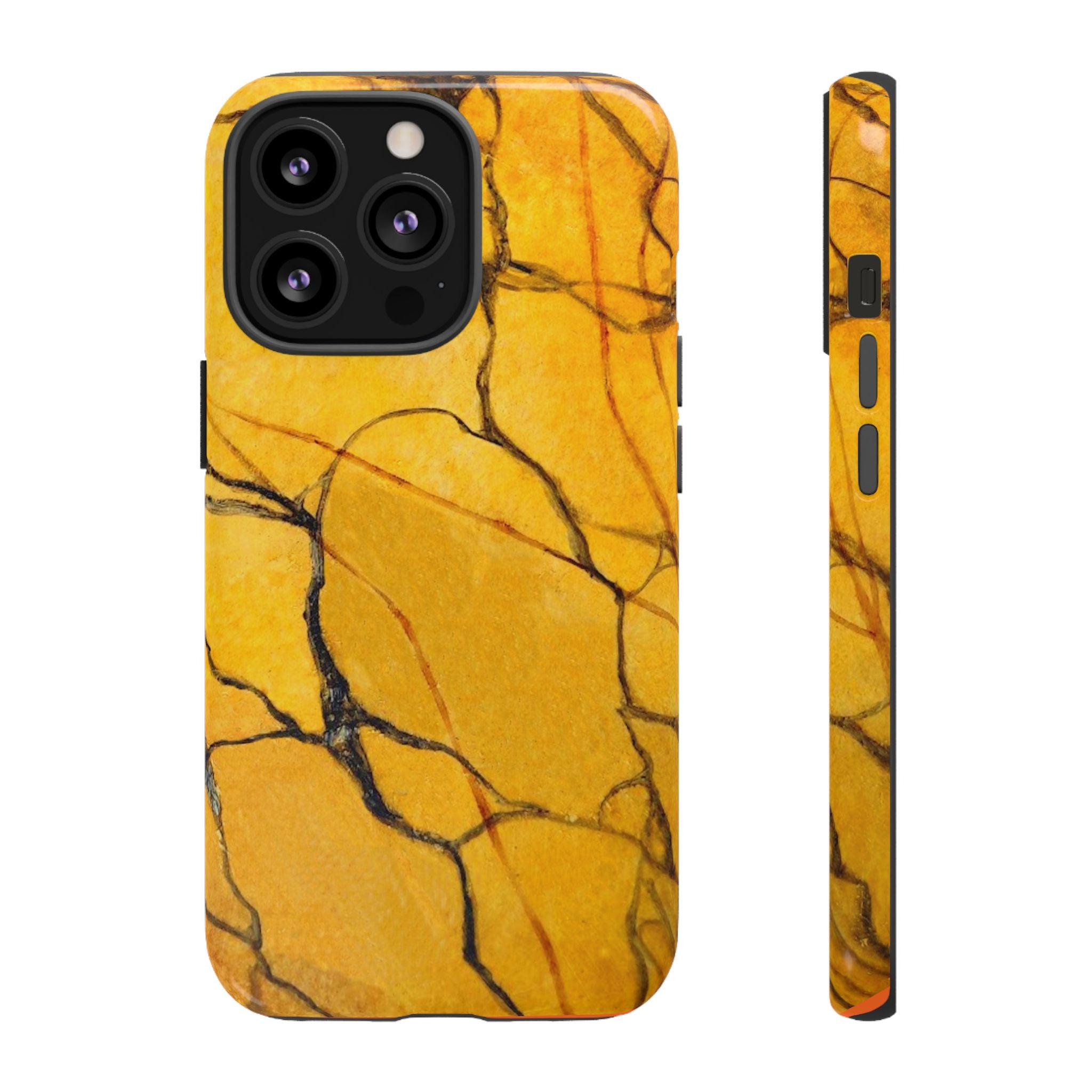  phone case in eye catching gold marble design in glossy or matte finish with silicone lining and hard shell for impact and UV resistance