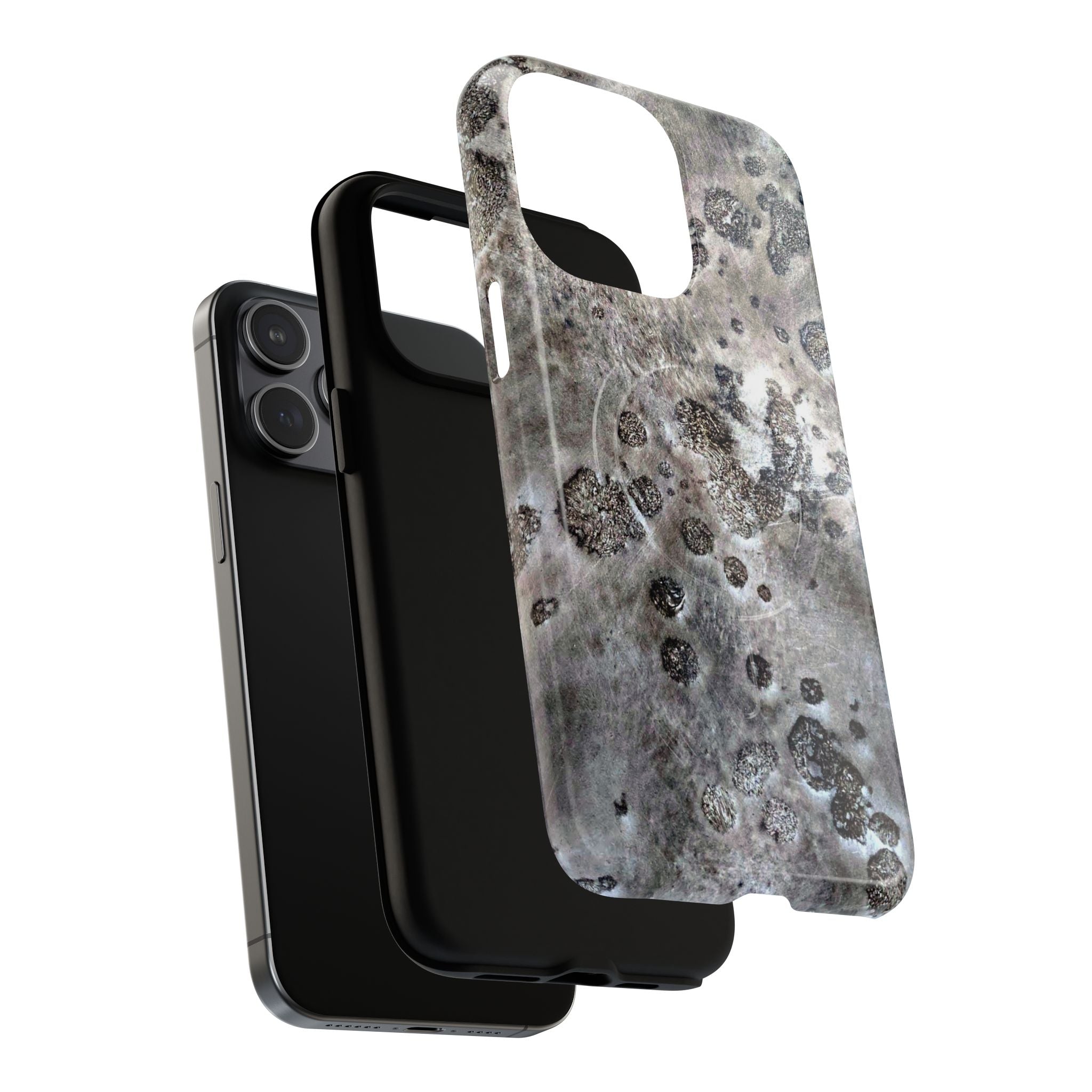 Magnetic iphone case with a Lunar Moon Rock Design is as tough as it looks with 2 layer shell compatible with MagSafe Accessories