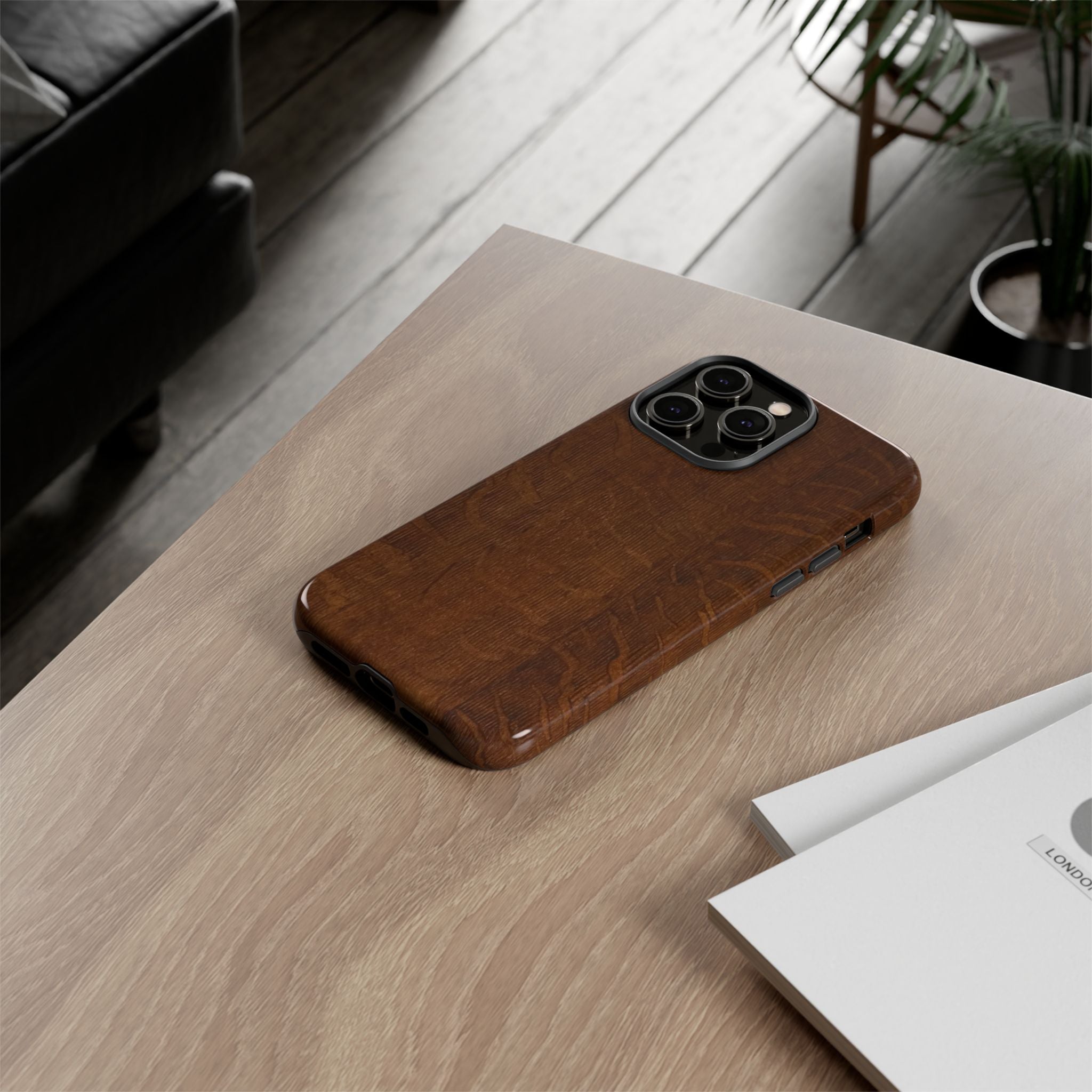 Phone case with 3D Wrap Unique Wood Grain Design - Tough and Durable in Glossy or Matte finish
