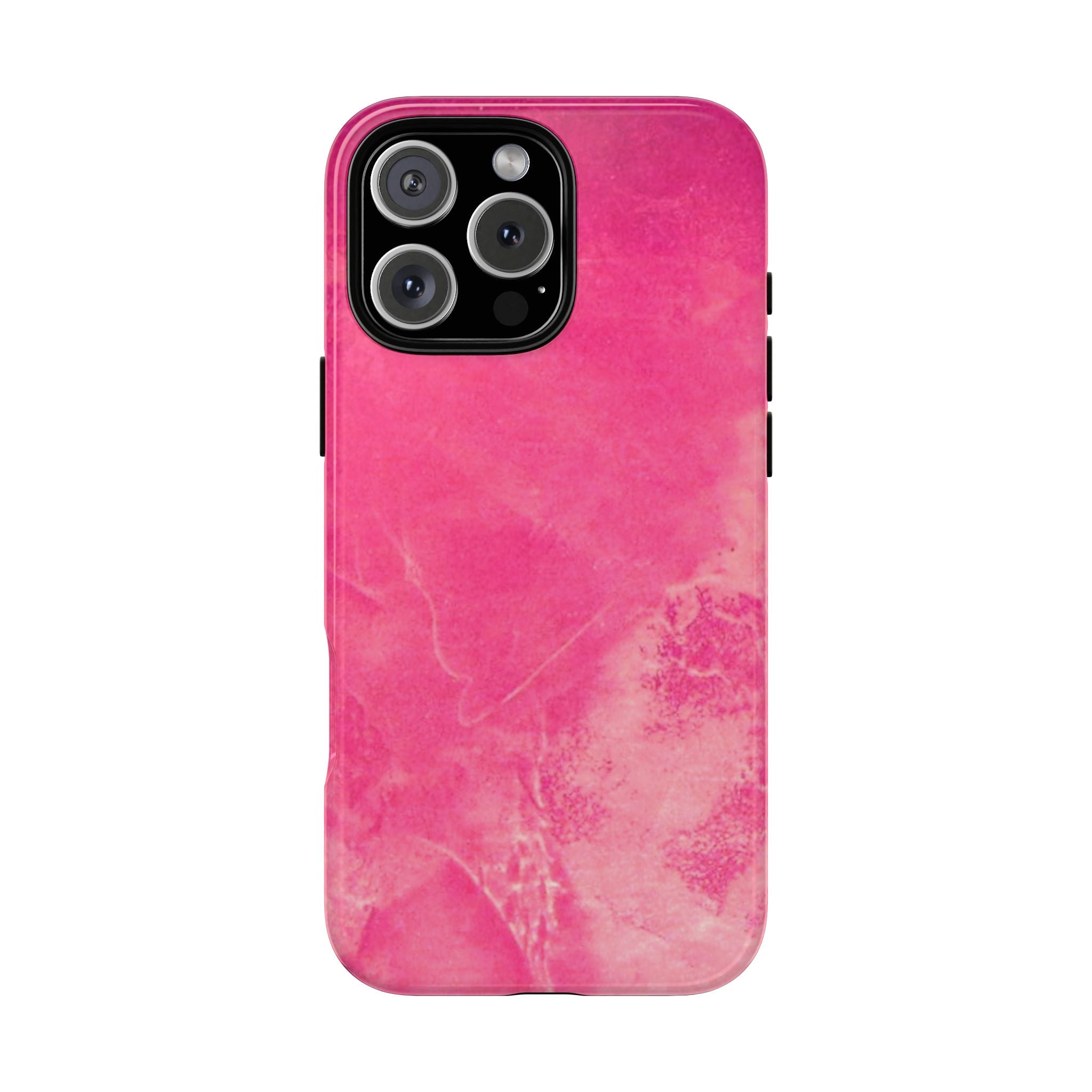 phone case in glossy or matte Hot Pink Marble Design with UV and impact resistance protection