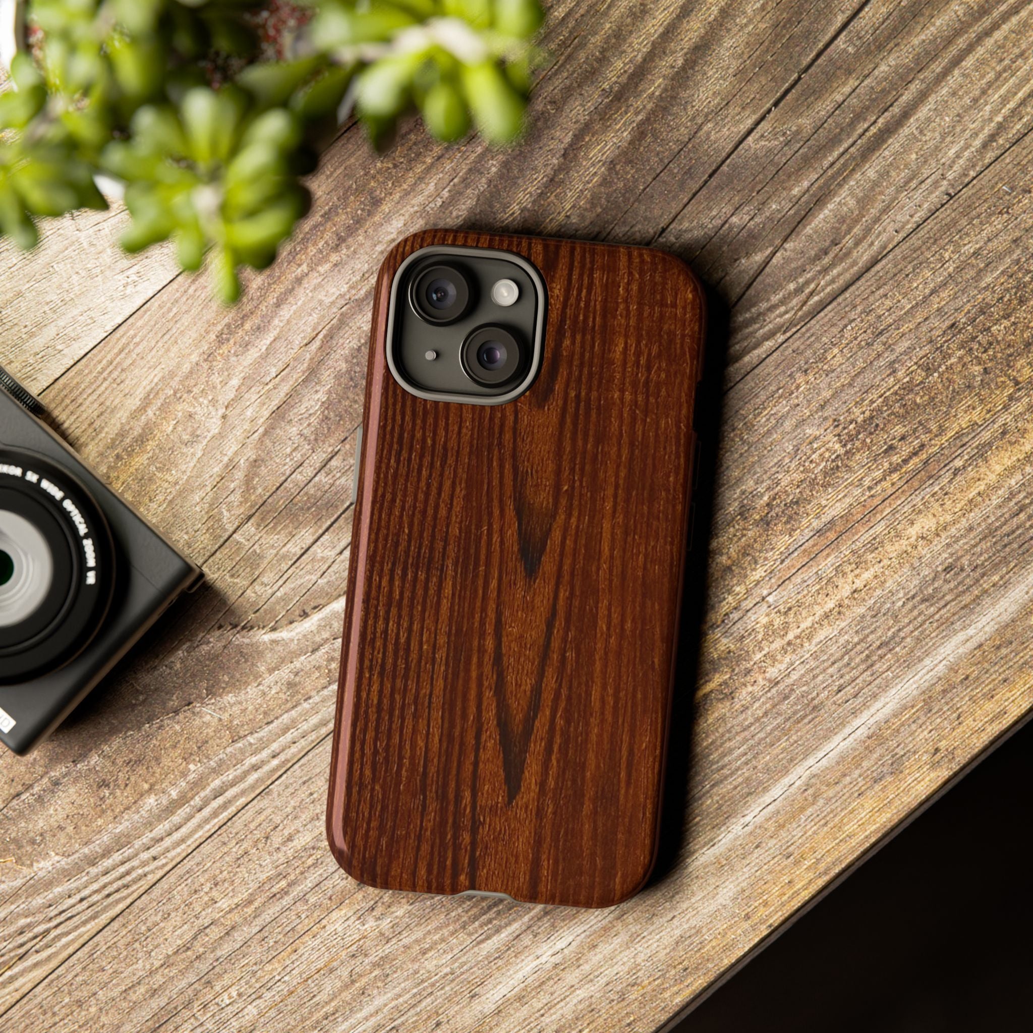 Phone Case in Fine Wood Grain Design with rustic, rugged good looks with toughness and durability for UV and impact resistance protection