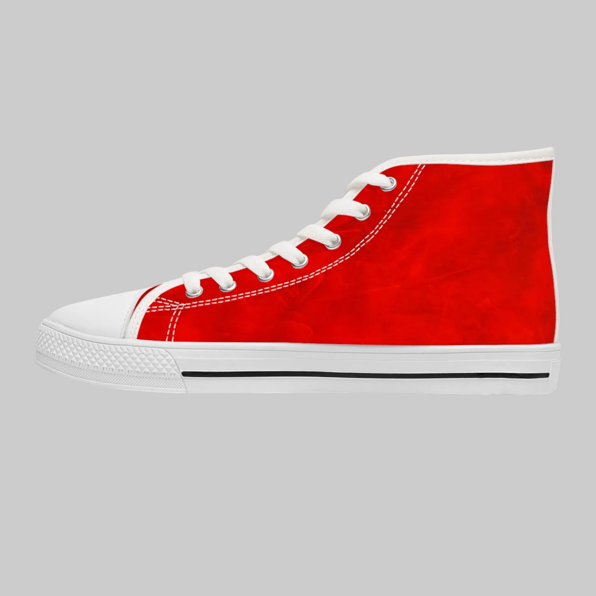 High Top Sneakers - Trendy Red Abstract Design with Accents
