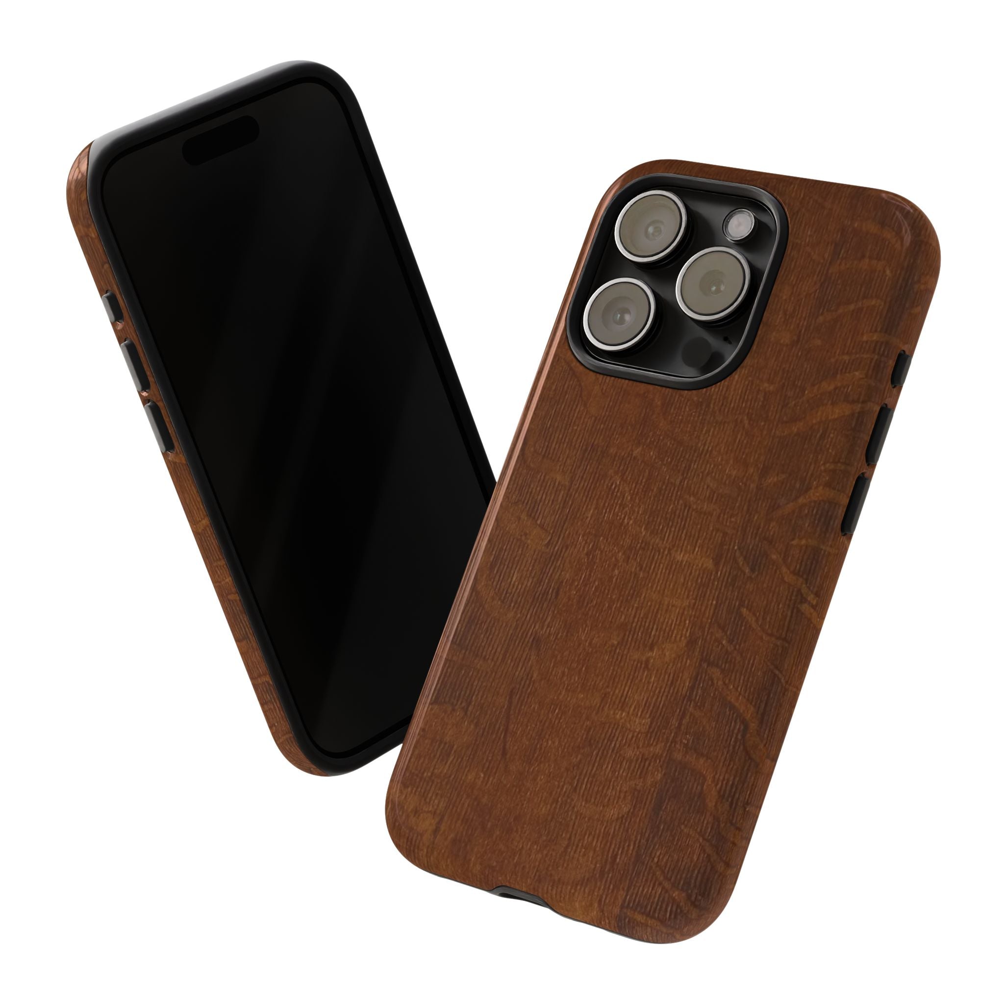 Phone case with 3D Wrap Unique Wood Grain Design - Tough and Durable in Glossy or Matte finish