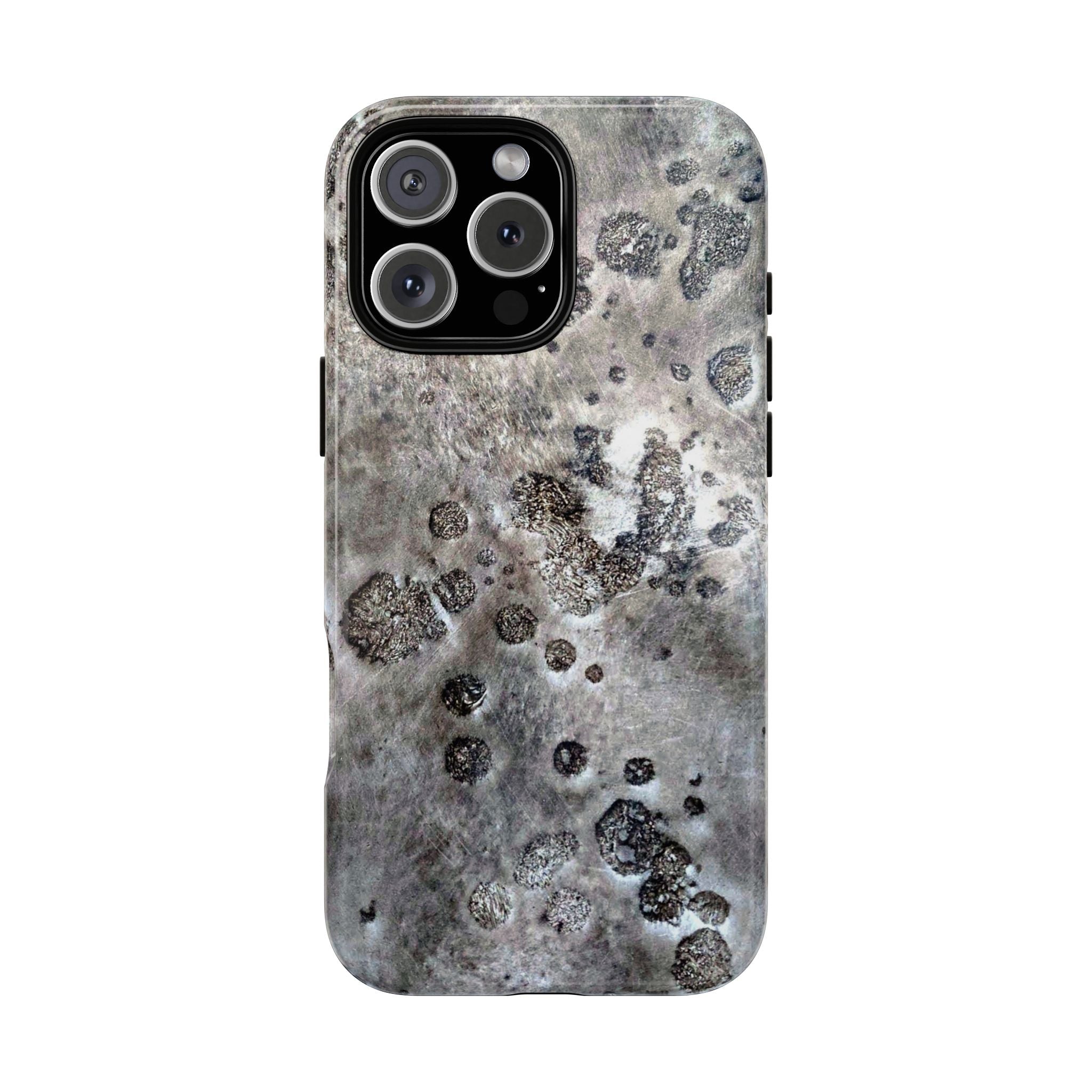 Magnetic iphone case with a Lunar Moon Rock Design is as tough as it looks with 2 layer shell compatible with MagSafe Accessories