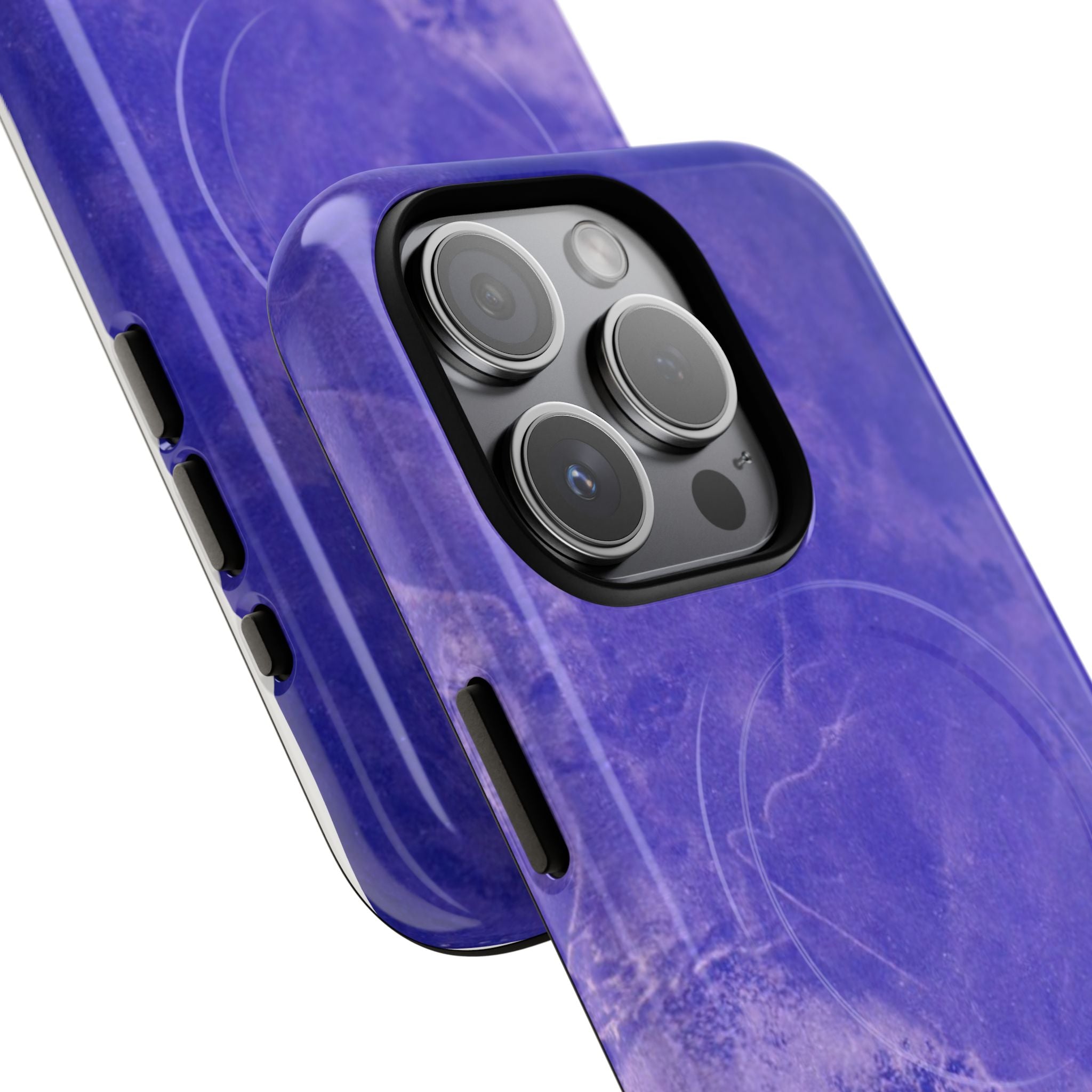 Magnetic iphone case in Blue abstract design with dual layers for toughness and  compatible with MagSafe Accessories