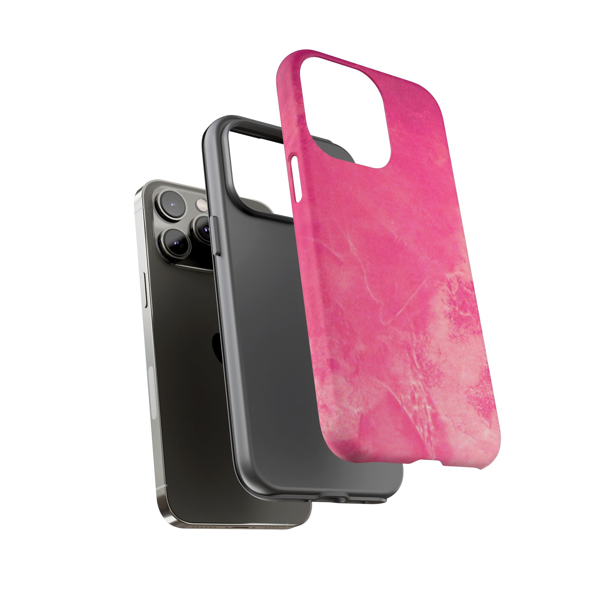 phone case in glossy or matte Hot Pink Marble Design with UV and impact resistance protection