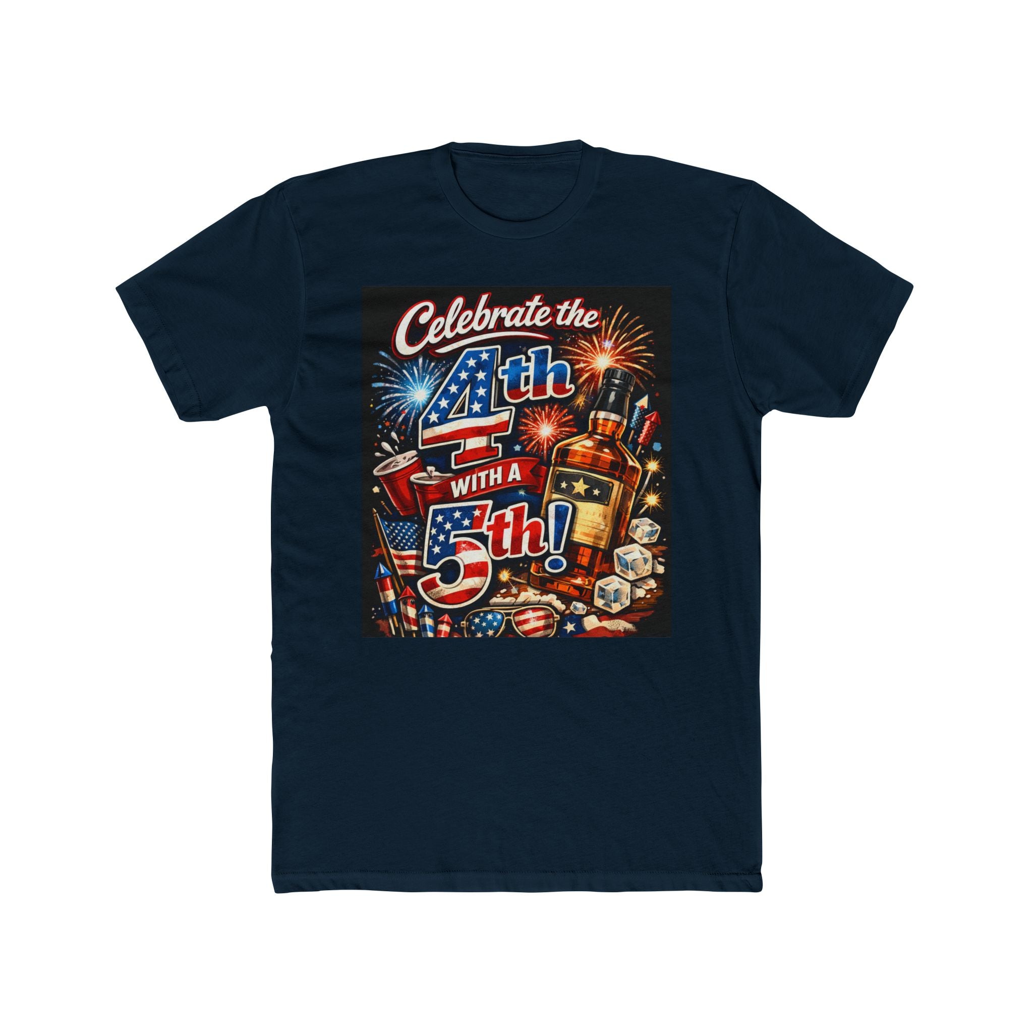 4th of July Beer T-Shirt — "Celebrate the 4th with a 5th" Patriotic BBQ Tee