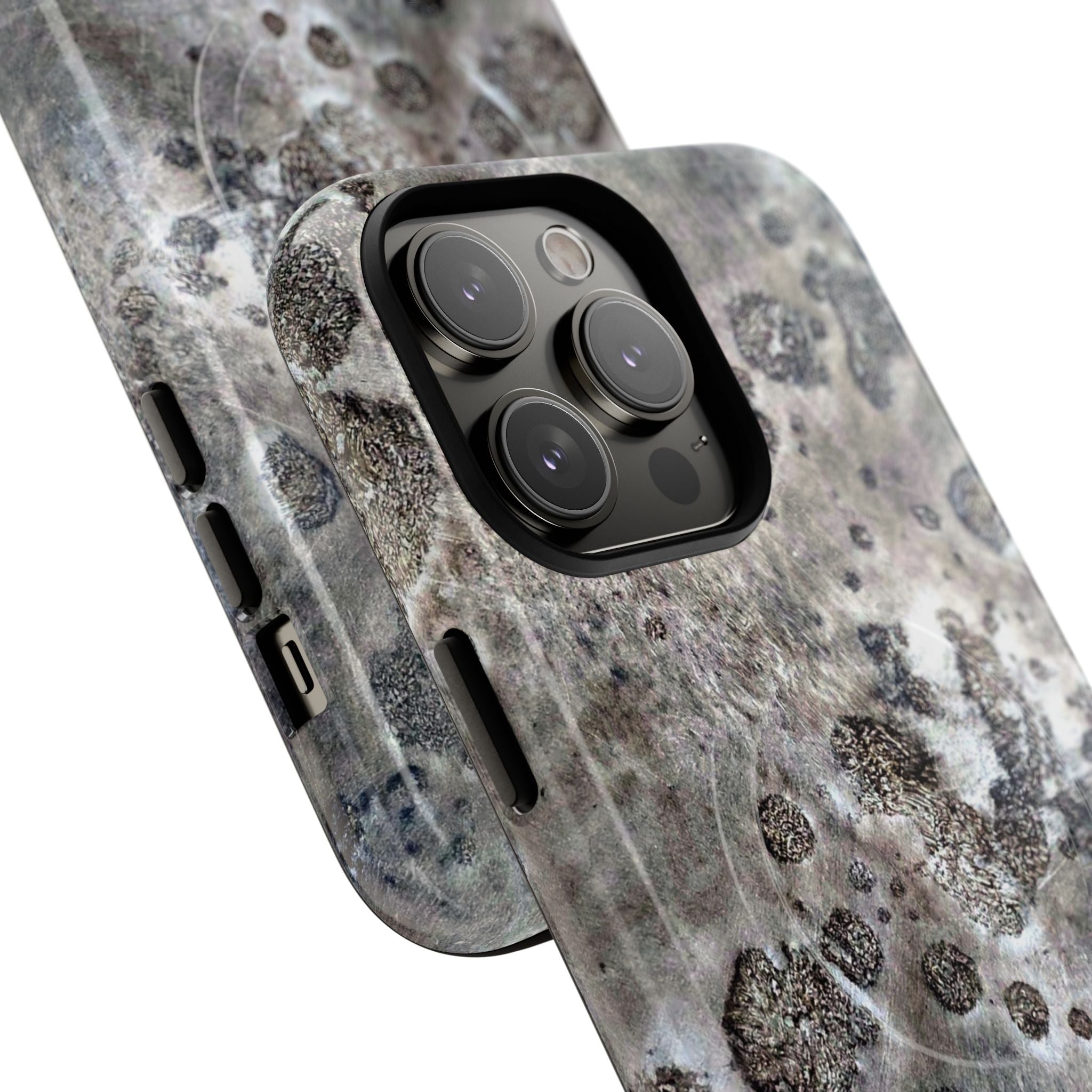 Magnetic iphone case with a Lunar Moon Rock Design is as tough as it looks with 2 layer shell compatible with MagSafe Accessories