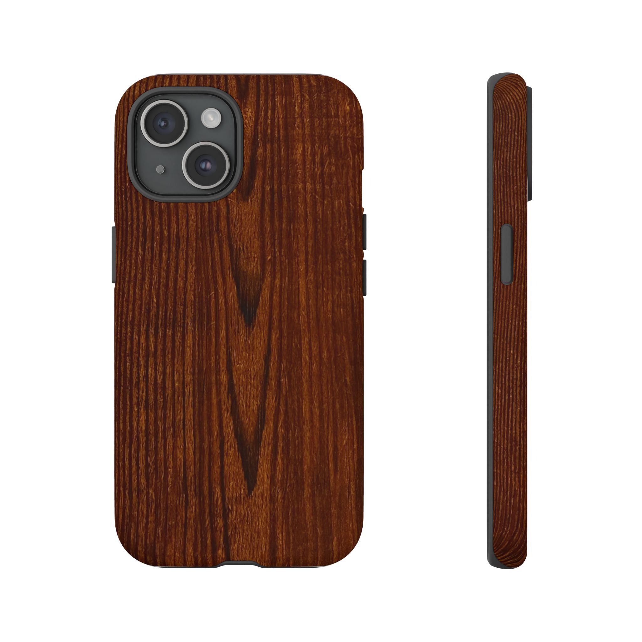 Phone Case in Fine Wood Grain Design with rustic, rugged good looks with toughness and durability for UV and impact resistance protection