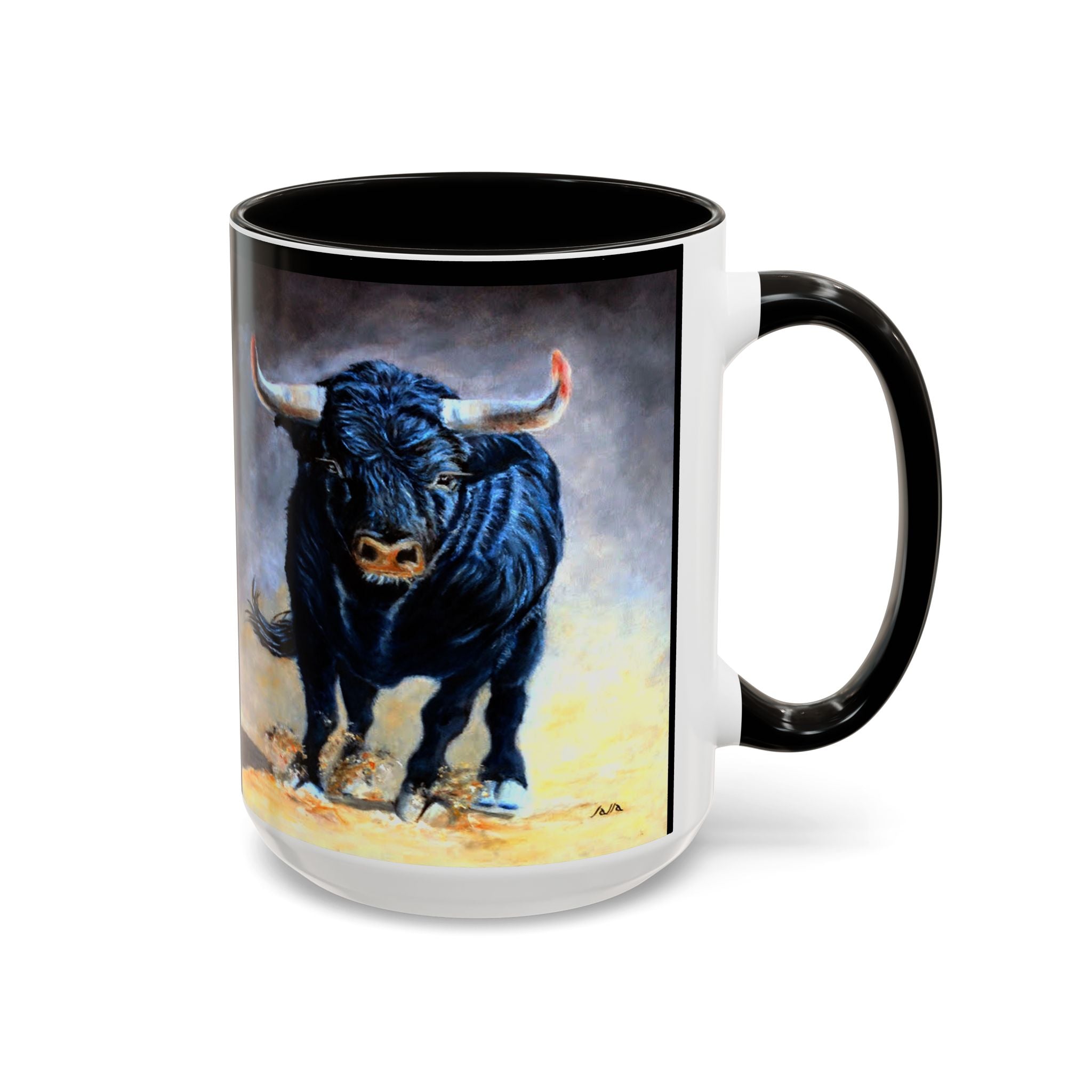 Mugs - premium ceramic 11oz. & 15oz. - artist painted Charging Bull