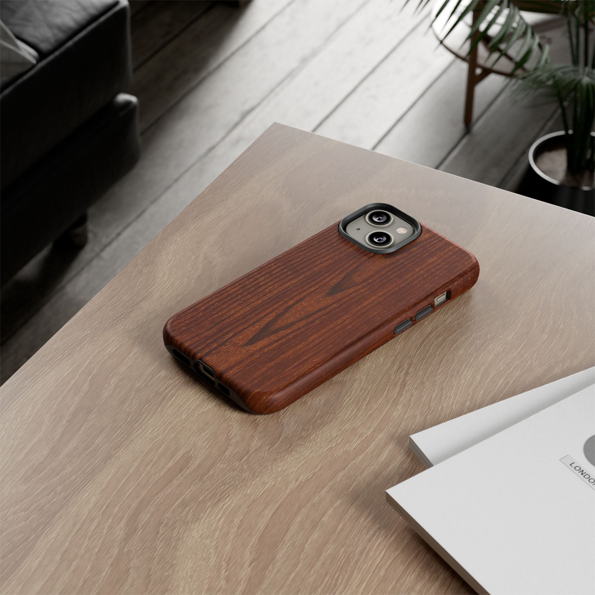 Phone Case in Fine Wood Grain Design with rustic, rugged good looks with toughness and durability for UV and impact resistance protection