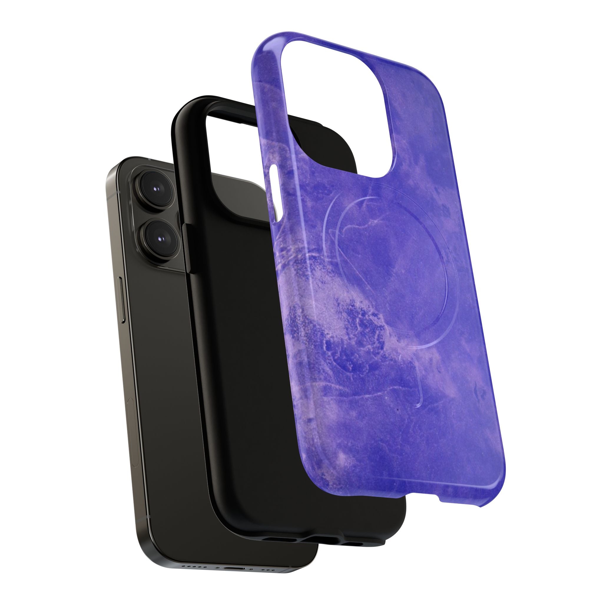 Magnetic iphone case in Blue abstract design with dual layers for toughness and  compatible with MagSafe Accessories