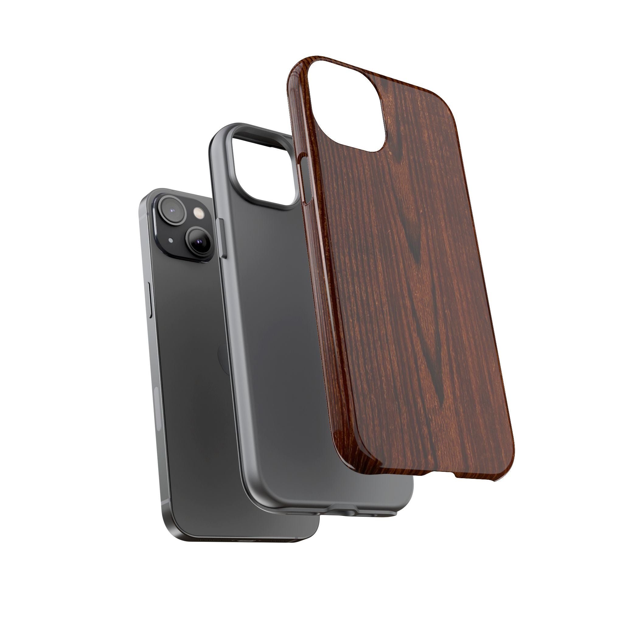 Phone Case in Fine Wood Grain Design with rustic, rugged good looks with toughness and durability for UV and impact resistance protection