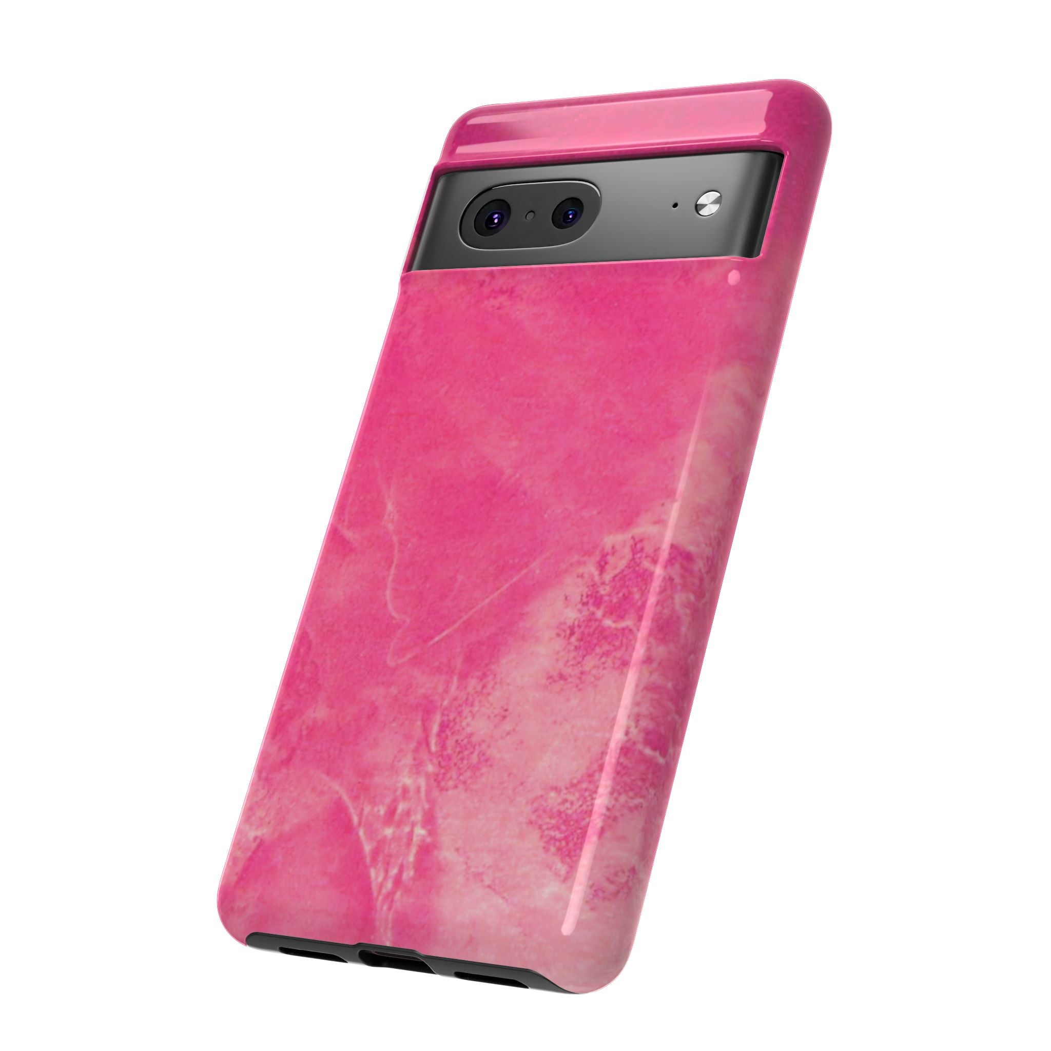 phone case in glossy or matte Hot Pink Marble Design with UV and impact resistance protection