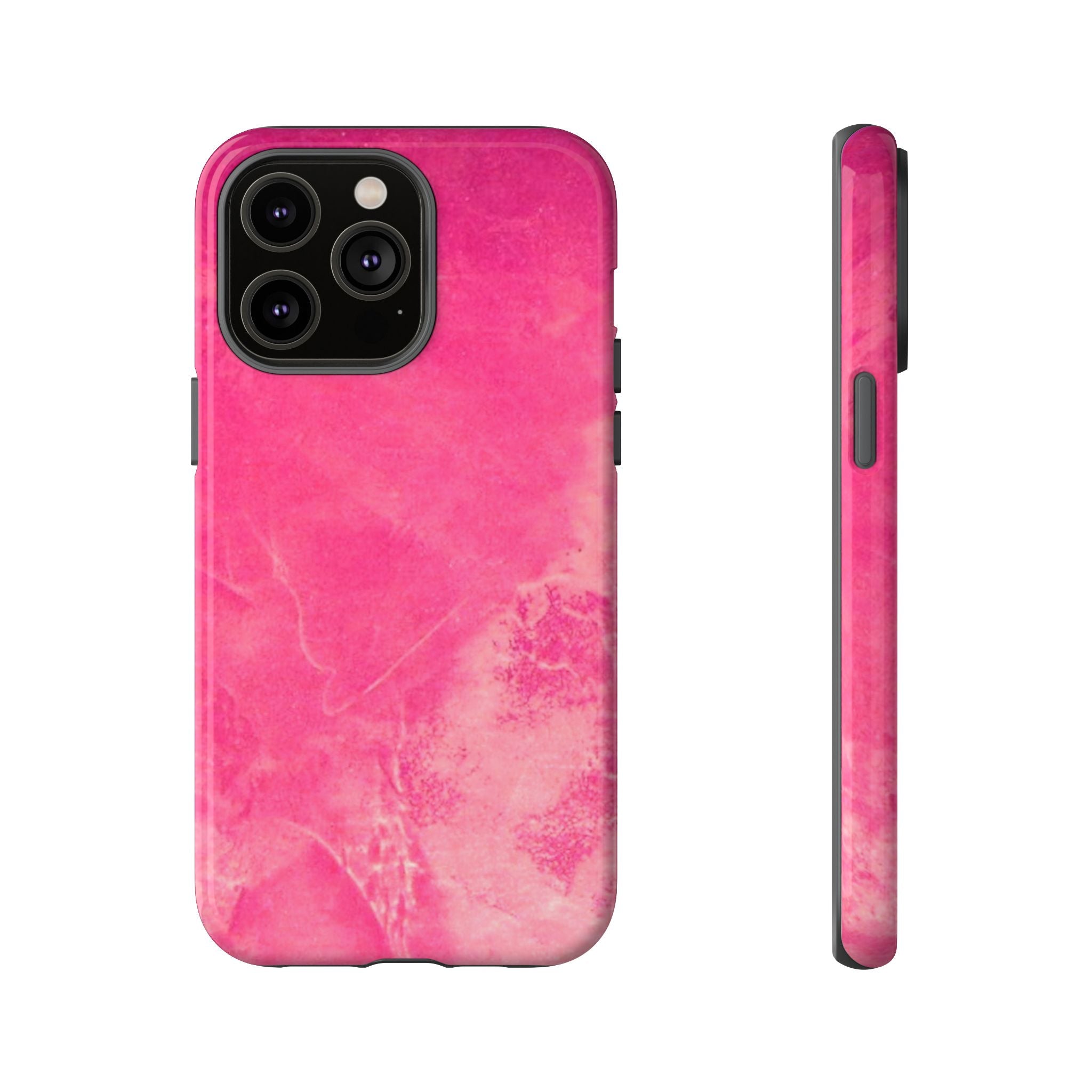 phone case in glossy or matte Hot Pink Marble Design with UV and impact resistance protection