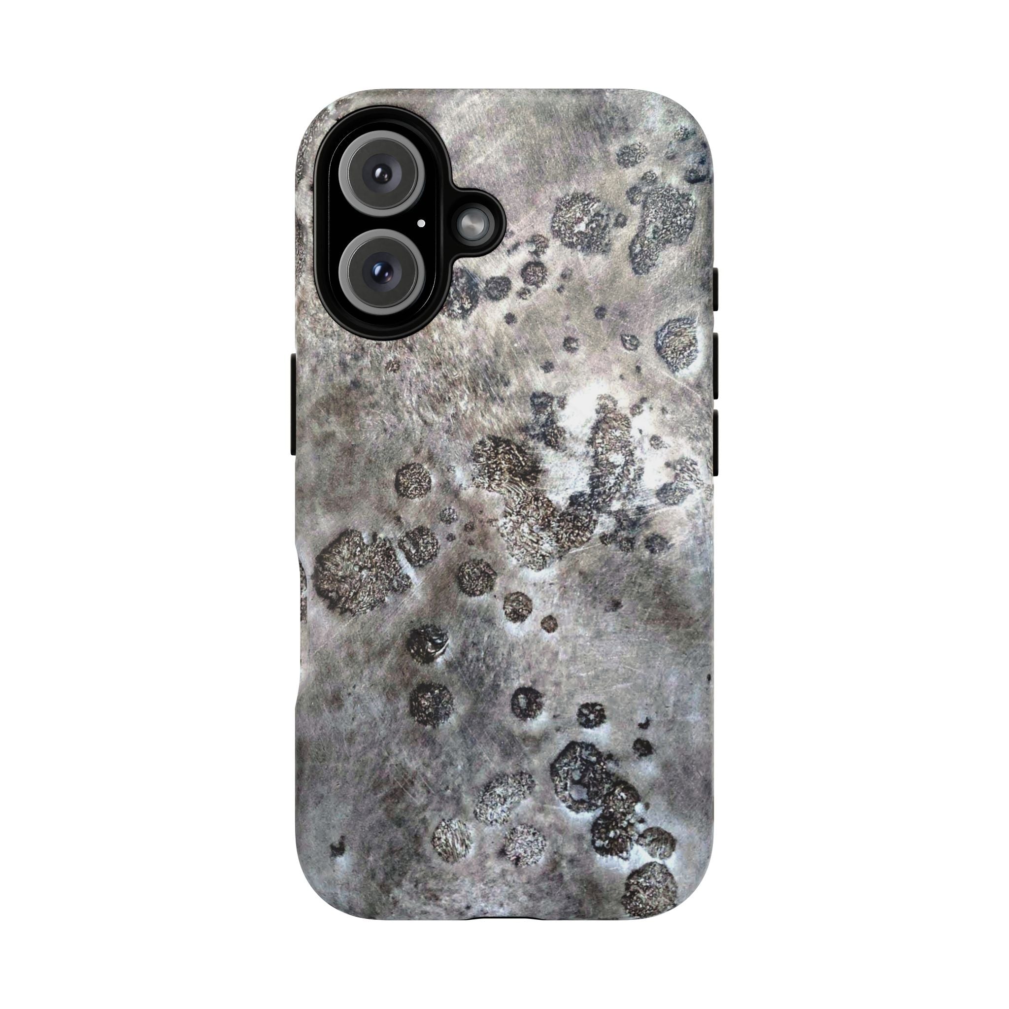 Magnetic iphone case with a Lunar Moon Rock Design is as tough as it looks with 2 layer shell compatible with MagSafe Accessories