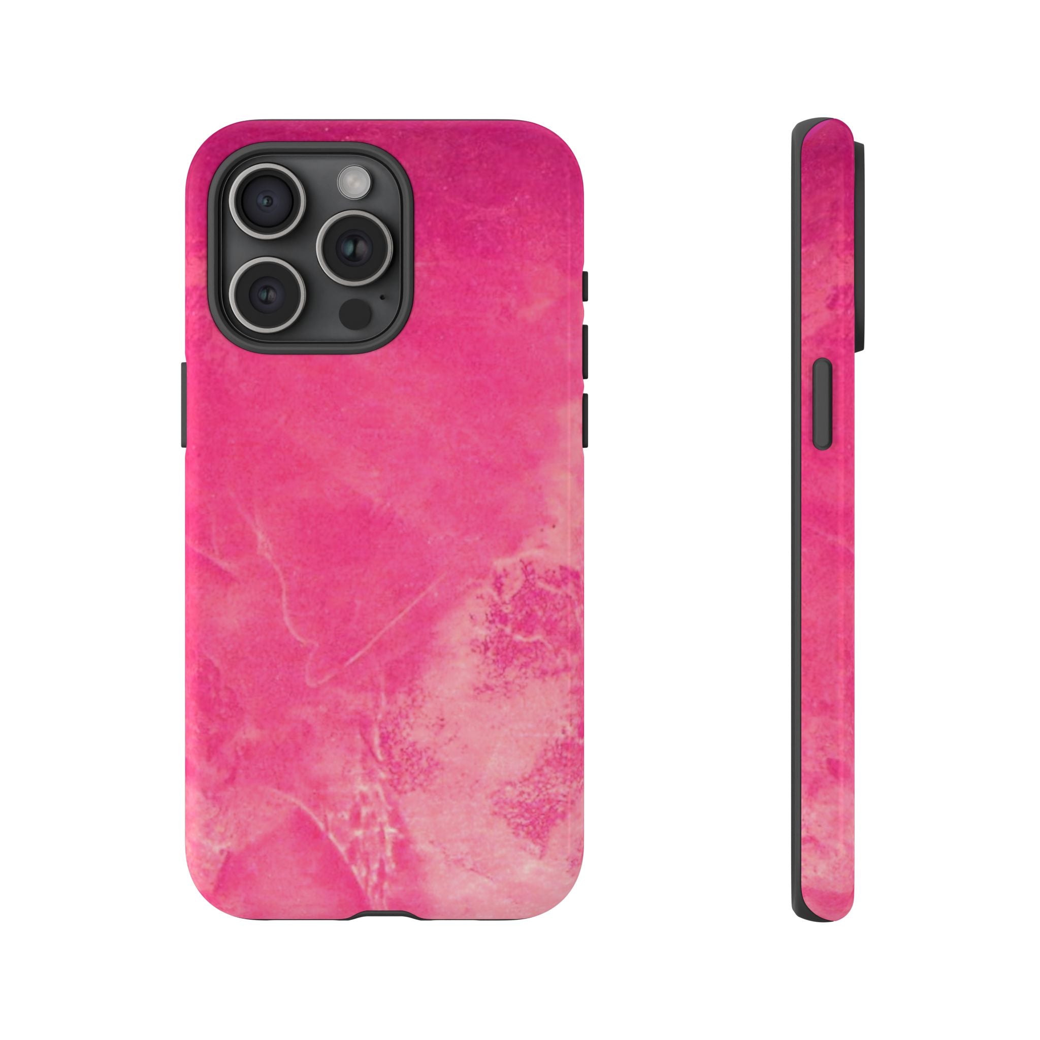 phone case in glossy or matte Hot Pink Marble Design with UV and impact resistance protection