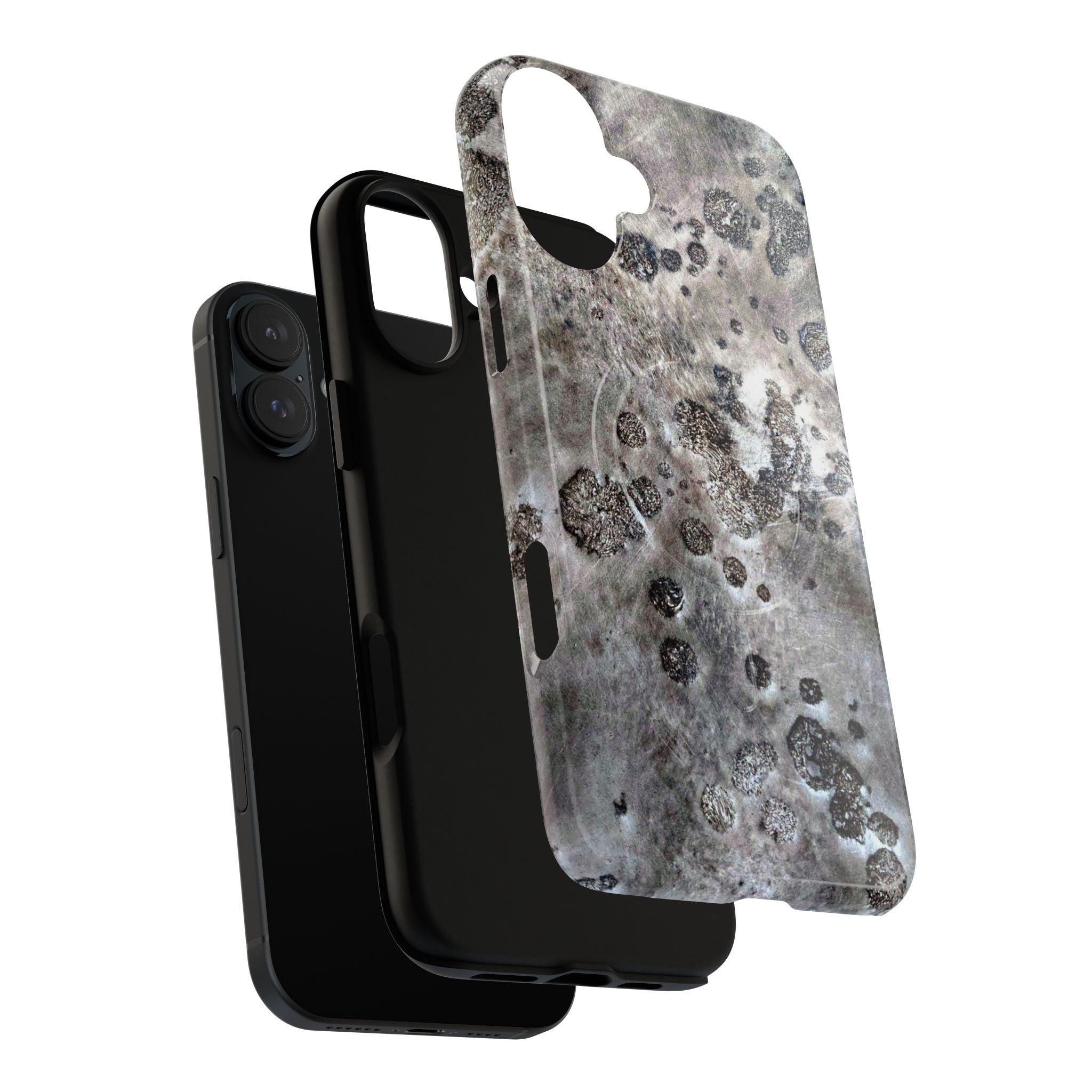 Magnetic iphone case with a Lunar Moon Rock Design is as tough as it looks with 2 layer shell compatible with MagSafe Accessories