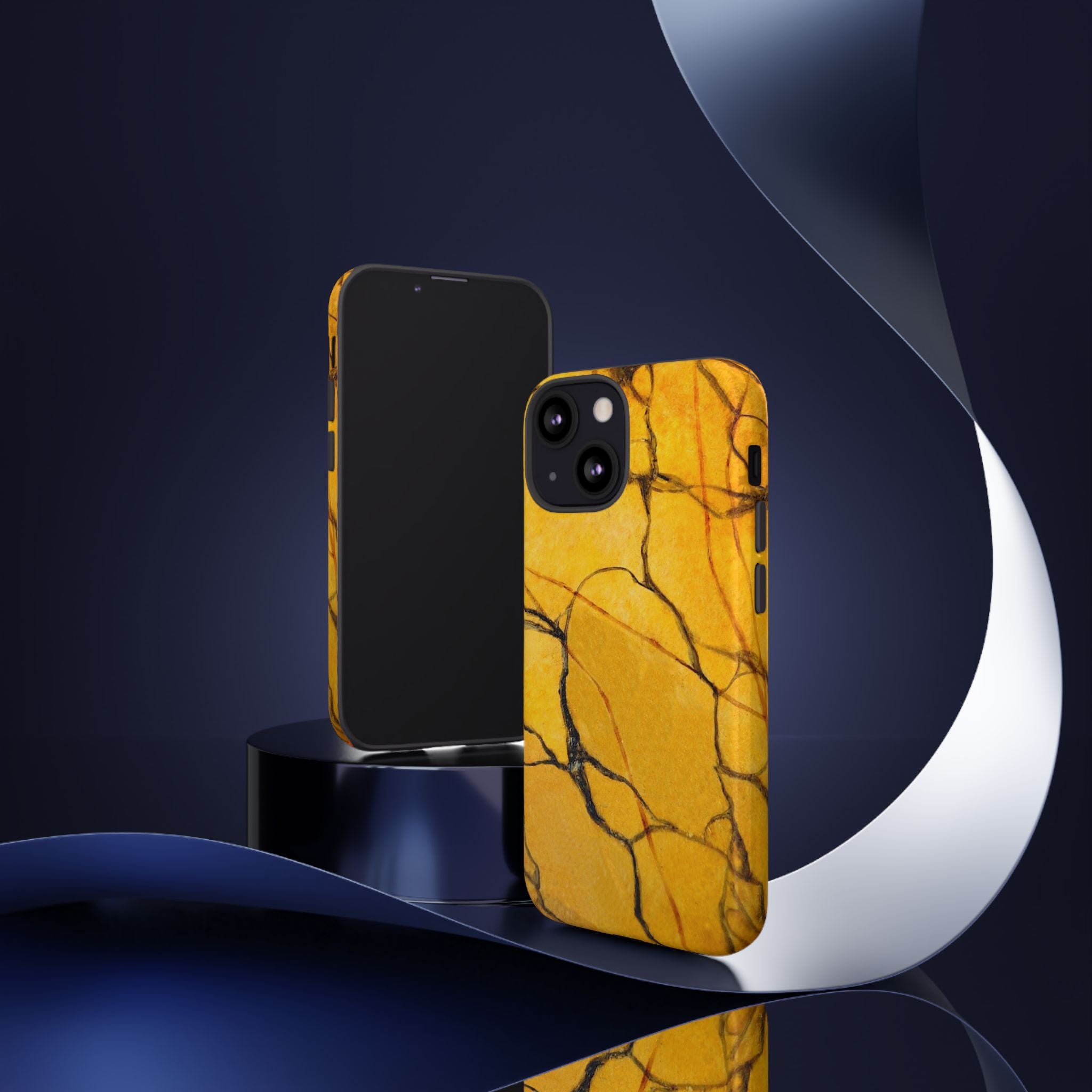  phone case in eye catching gold marble design in glossy or matte finish with silicone lining and hard shell for impact and UV resistance