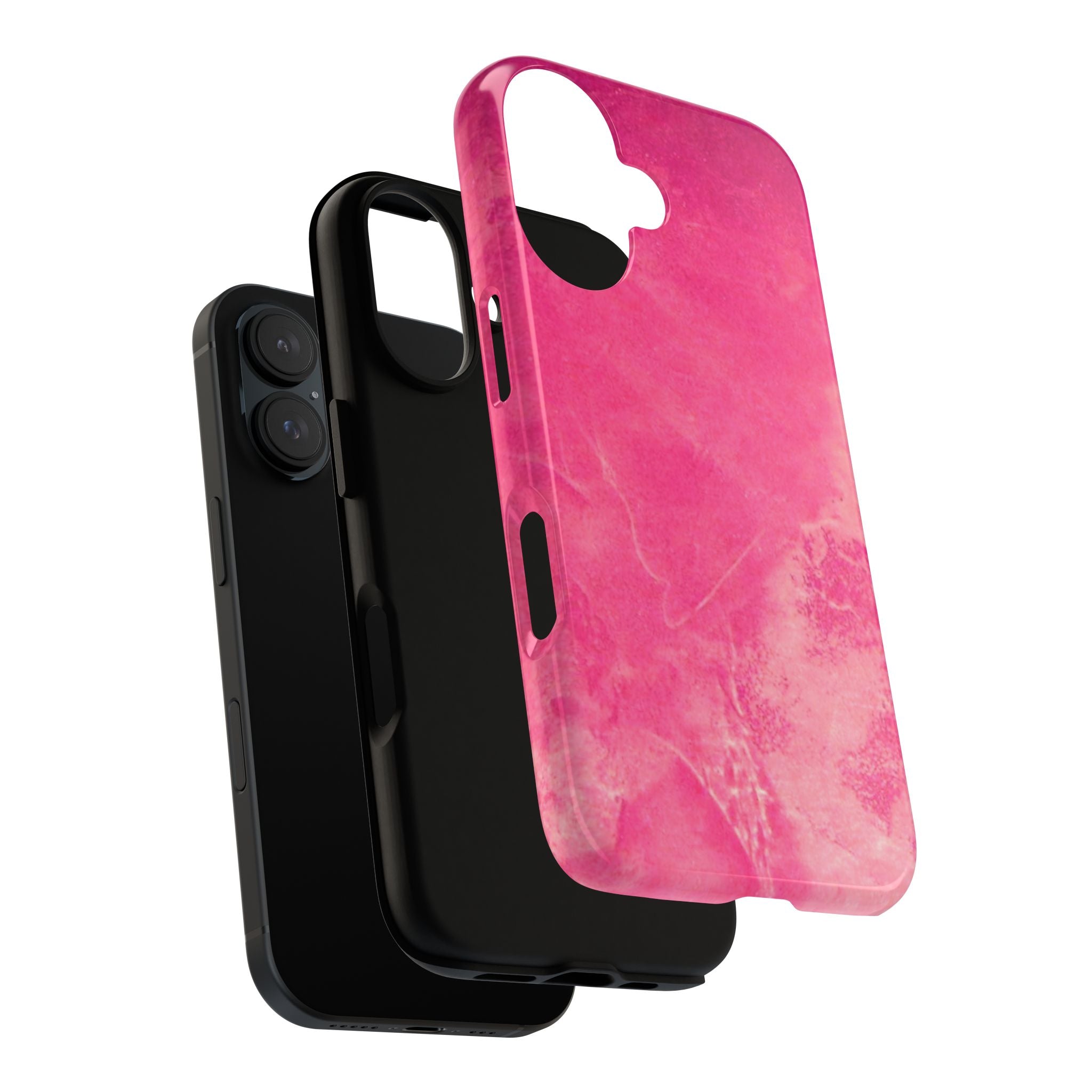 phone case in glossy or matte Hot Pink Marble Design with UV and impact resistance protection