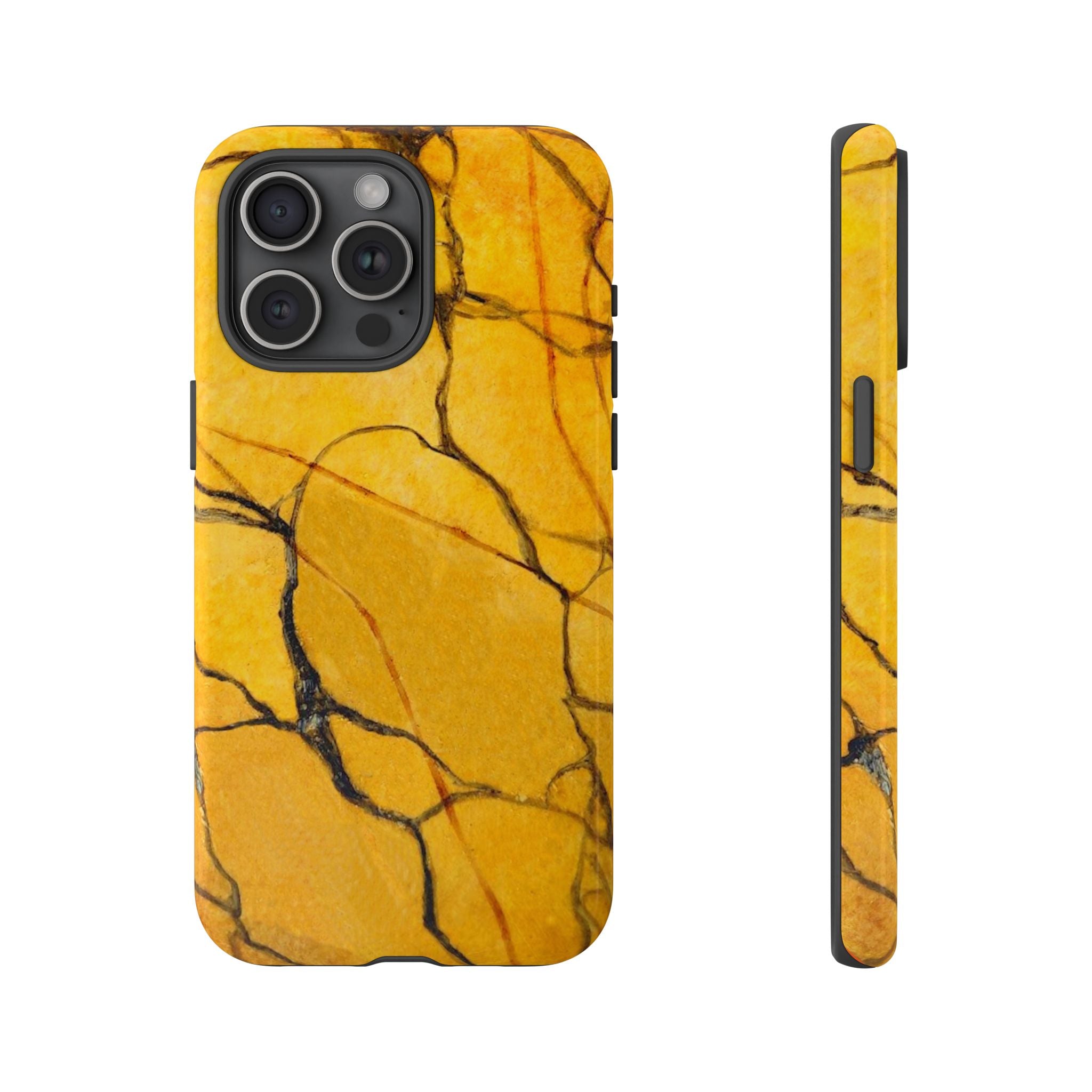  phone case in eye catching gold marble design in glossy or matte finish with silicone lining and hard shell for impact and UV resistance