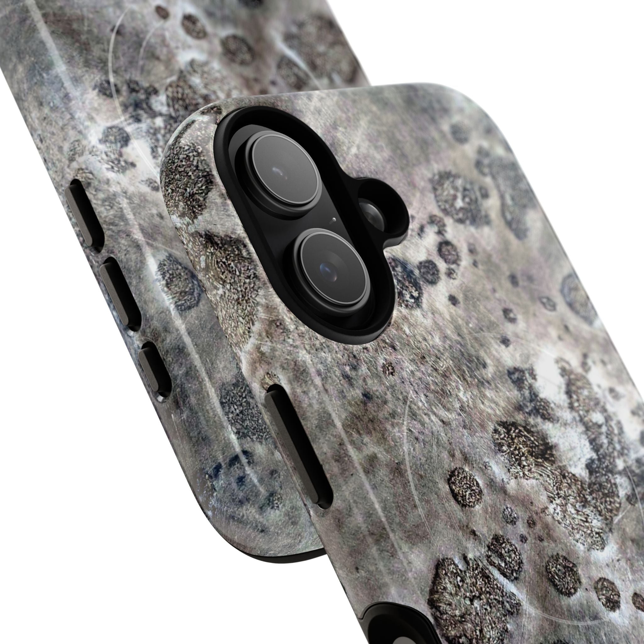 Magnetic iphone case with a Lunar Moon Rock Design is as tough as it looks with 2 layer shell compatible with MagSafe Accessories