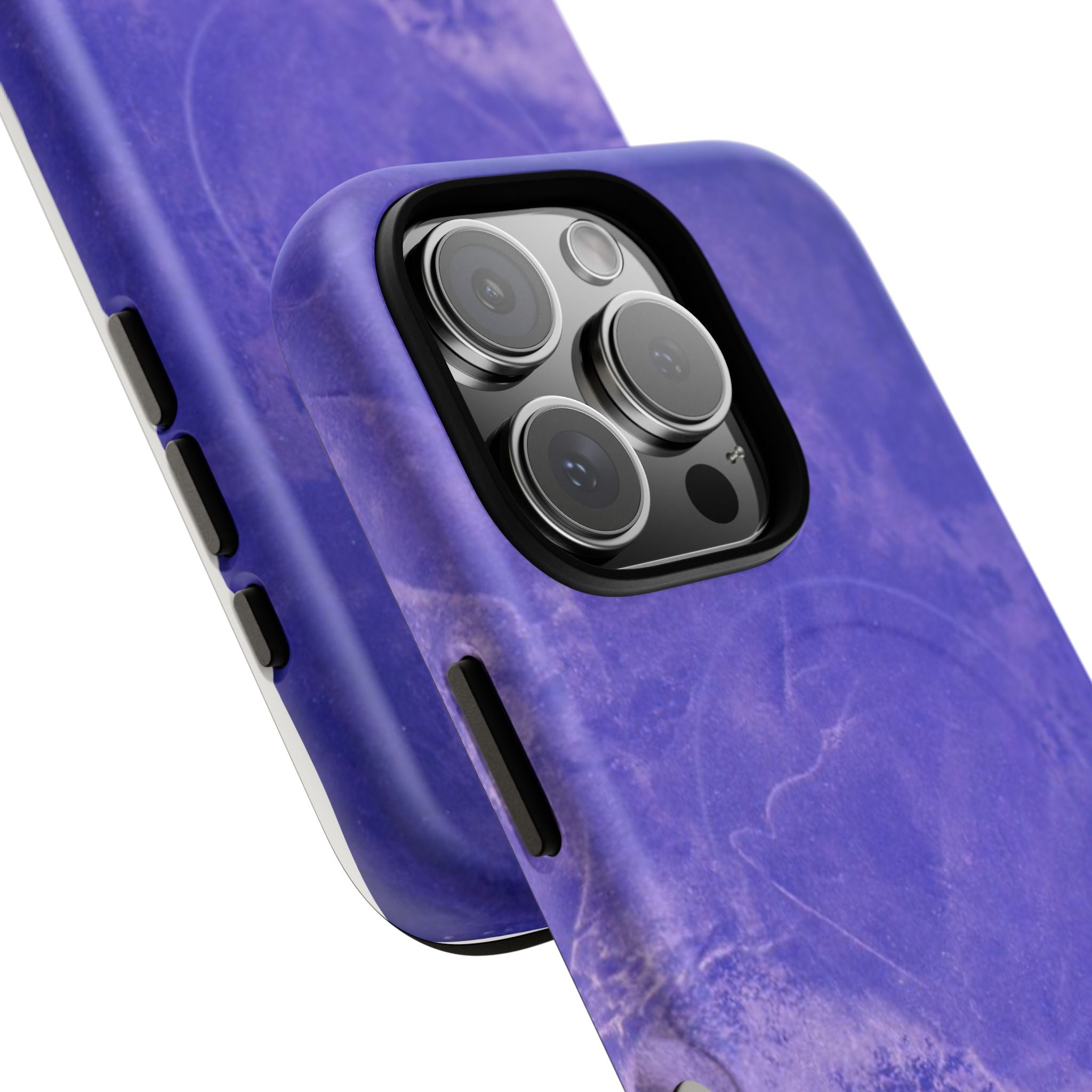 Magnetic iphone case in Blue abstract design with dual layers for toughness and  compatible with MagSafe Accessories