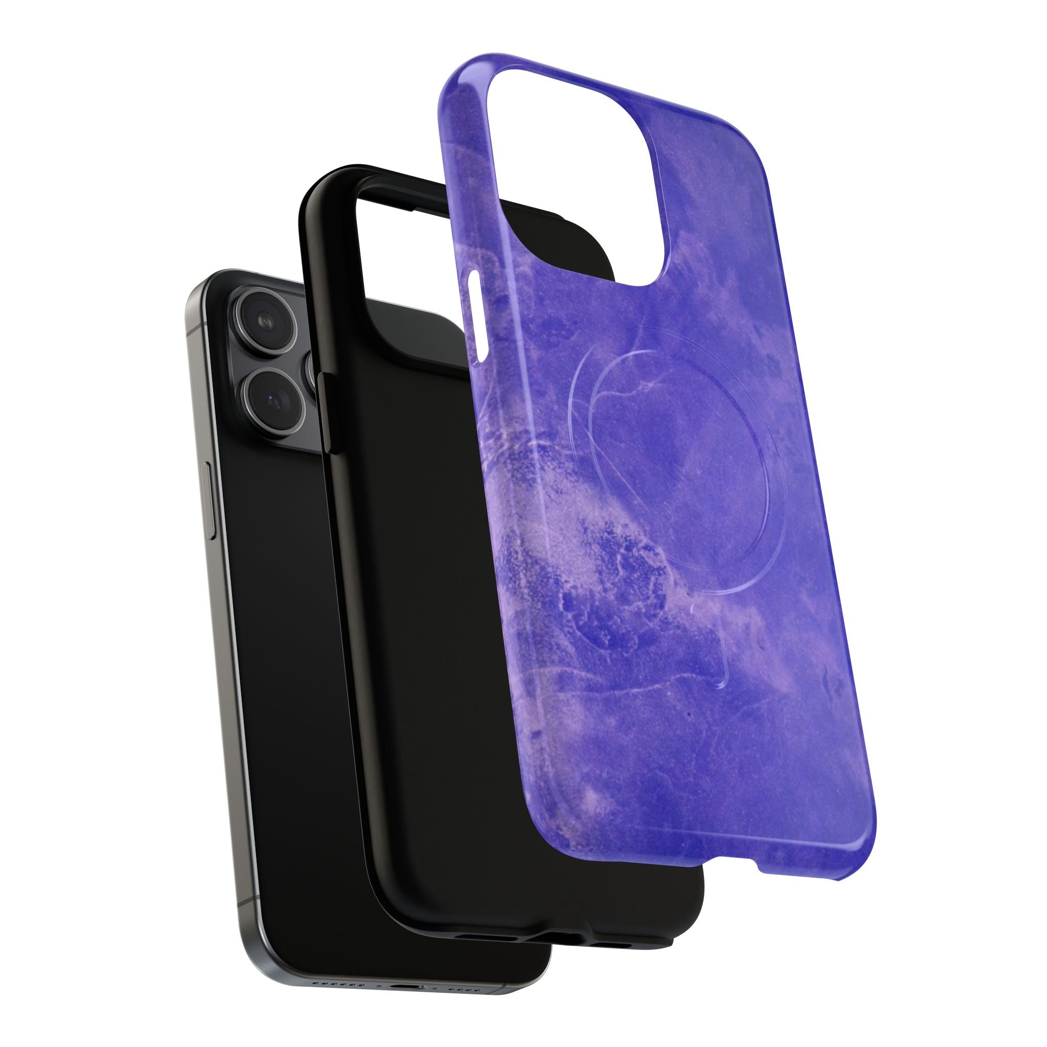 Magnetic iphone case in Blue abstract design with dual layers for toughness and  compatible with MagSafe Accessories