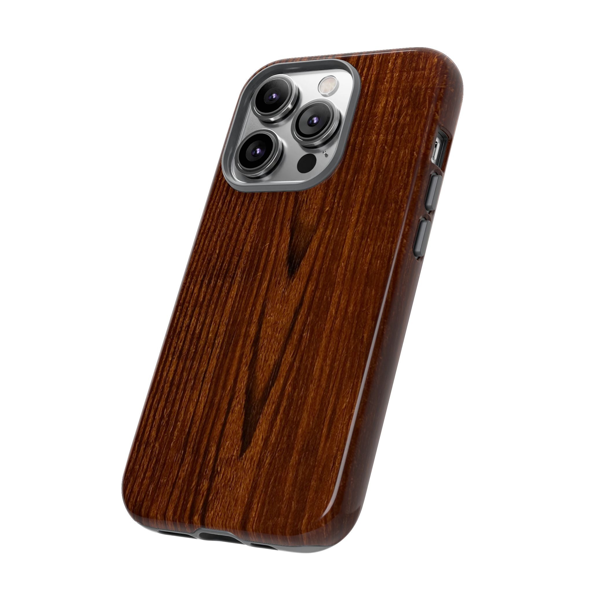 Phone Case in Fine Wood Grain Design with rustic, rugged good looks with toughness and durability for UV and impact resistance protection