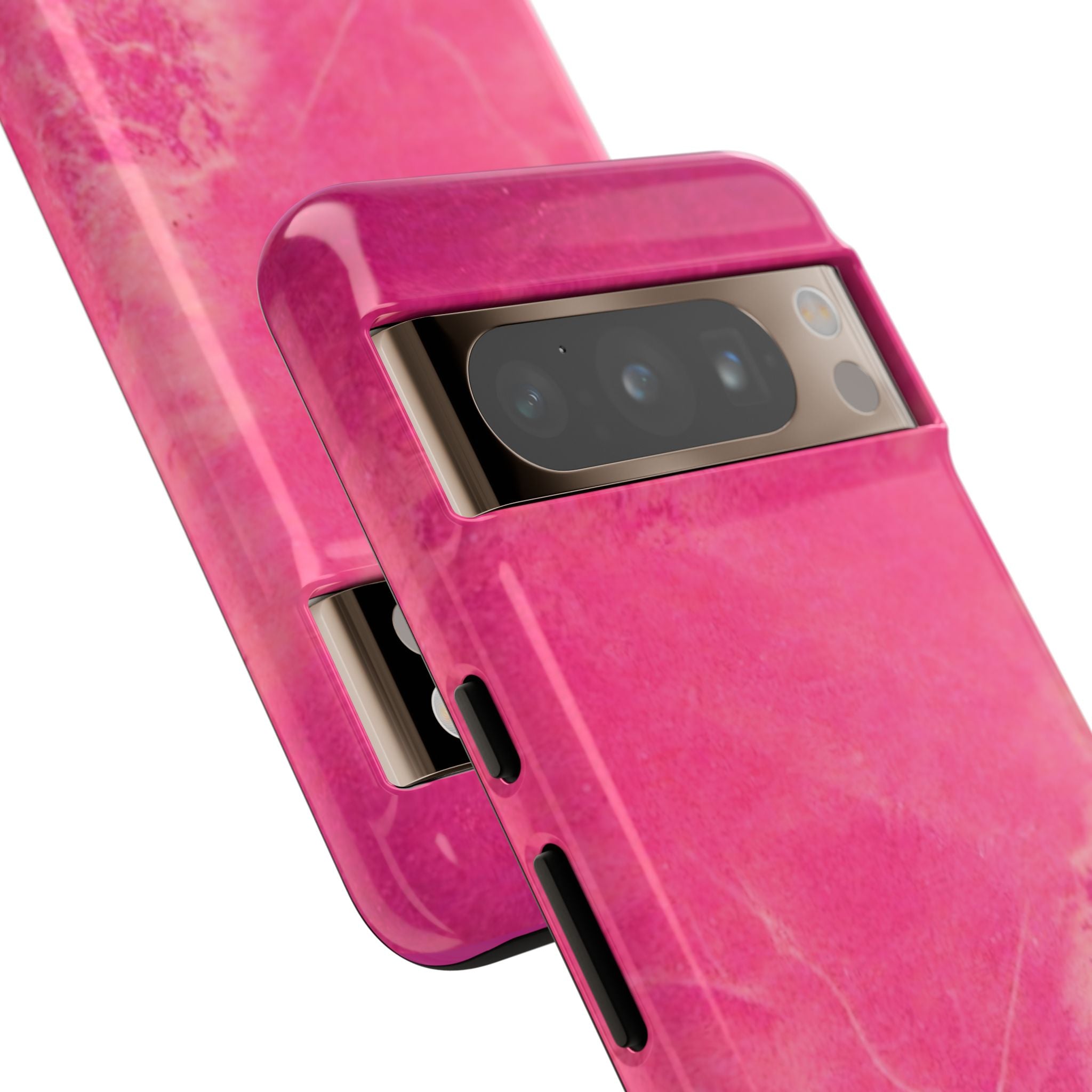 phone case in glossy or matte Hot Pink Marble Design with UV and impact resistance protection