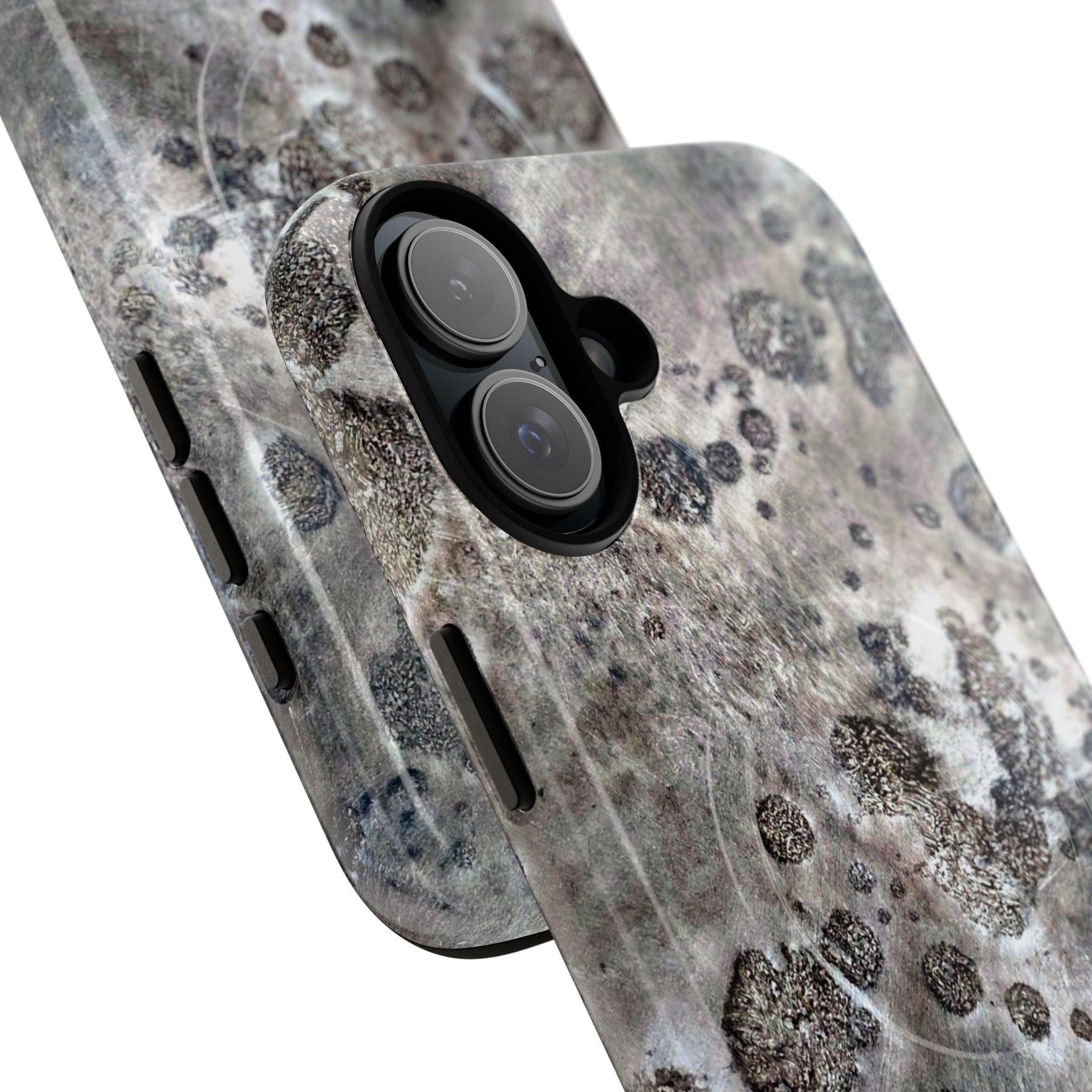 Magnetic iphone case with a Lunar Moon Rock Design is as tough as it looks with 2 layer shell compatible with MagSafe Accessories