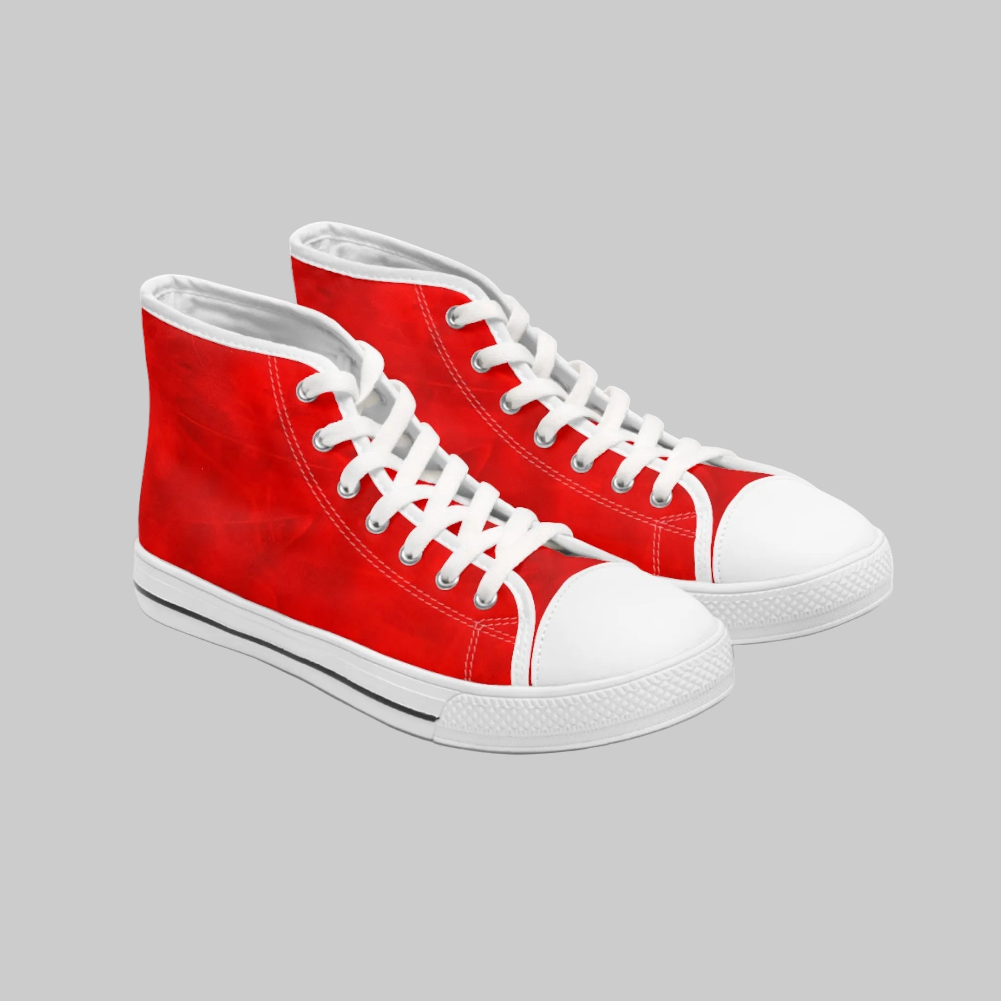 High Top Sneakers - Trendy Red Abstract Design with Accents