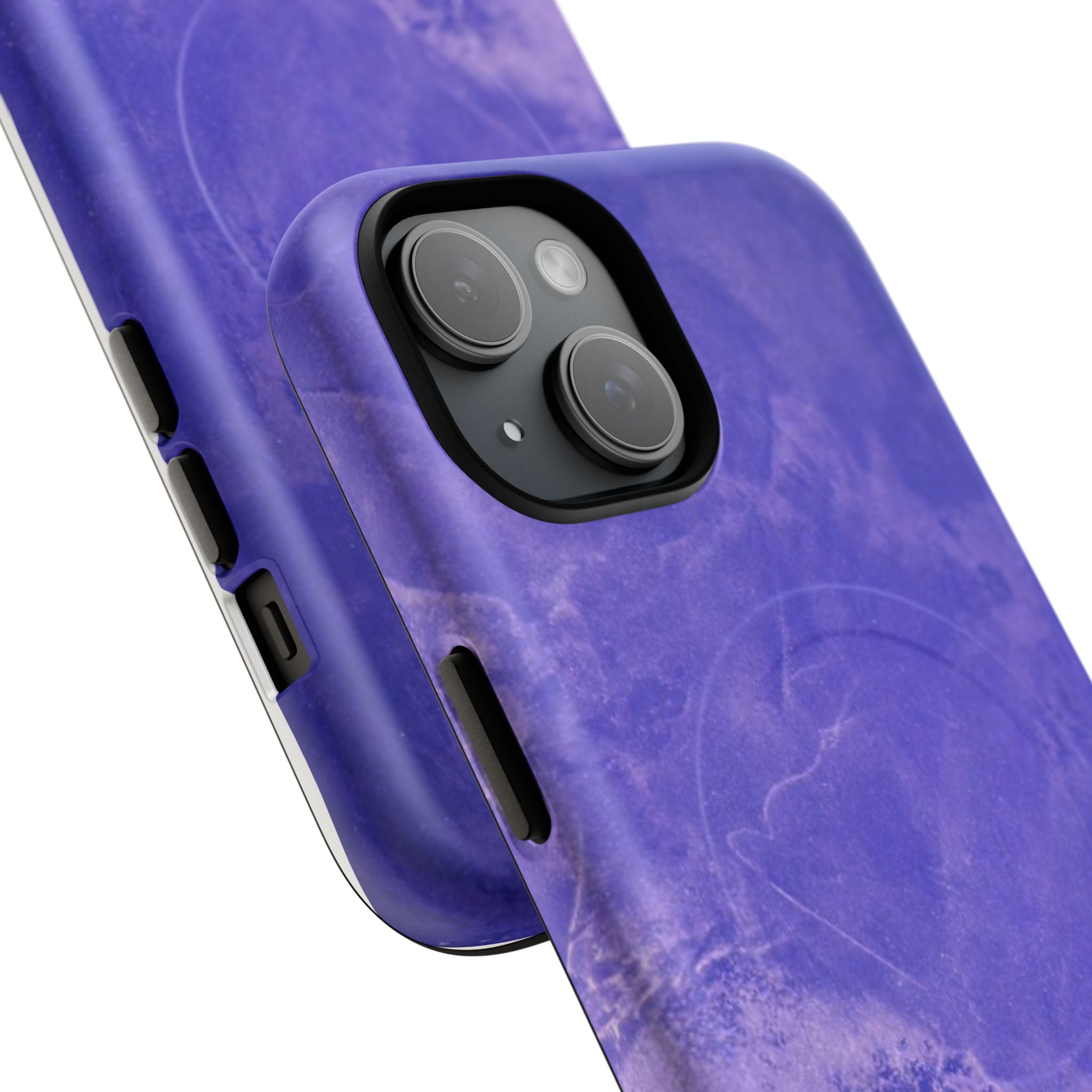 Magnetic iphone case in Blue abstract design with dual layers for toughness and  compatible with MagSafe Accessories