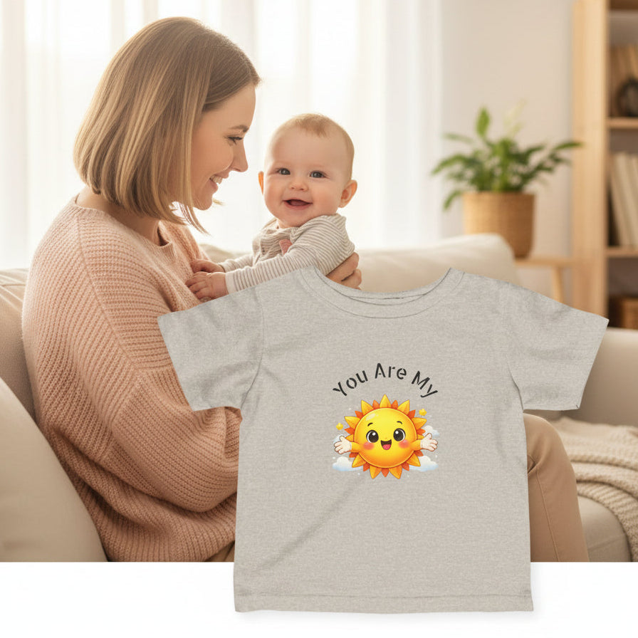 toddler t-shirt with happy sunshine graphic in 7 colors - 6mos. - 24mos.