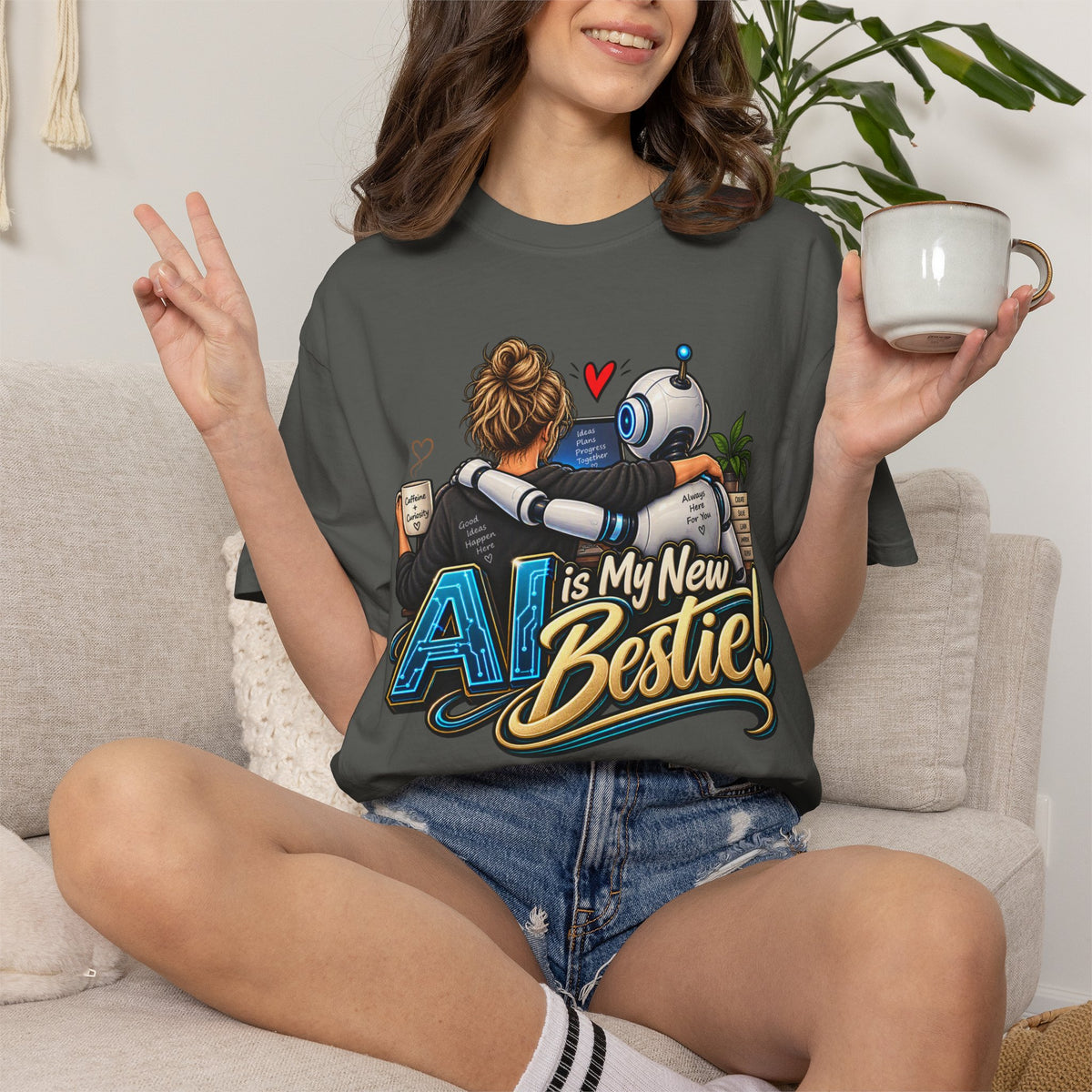 Women's Super Comfy T-shirt -  'My New Bestie AI' Fun Graphic
