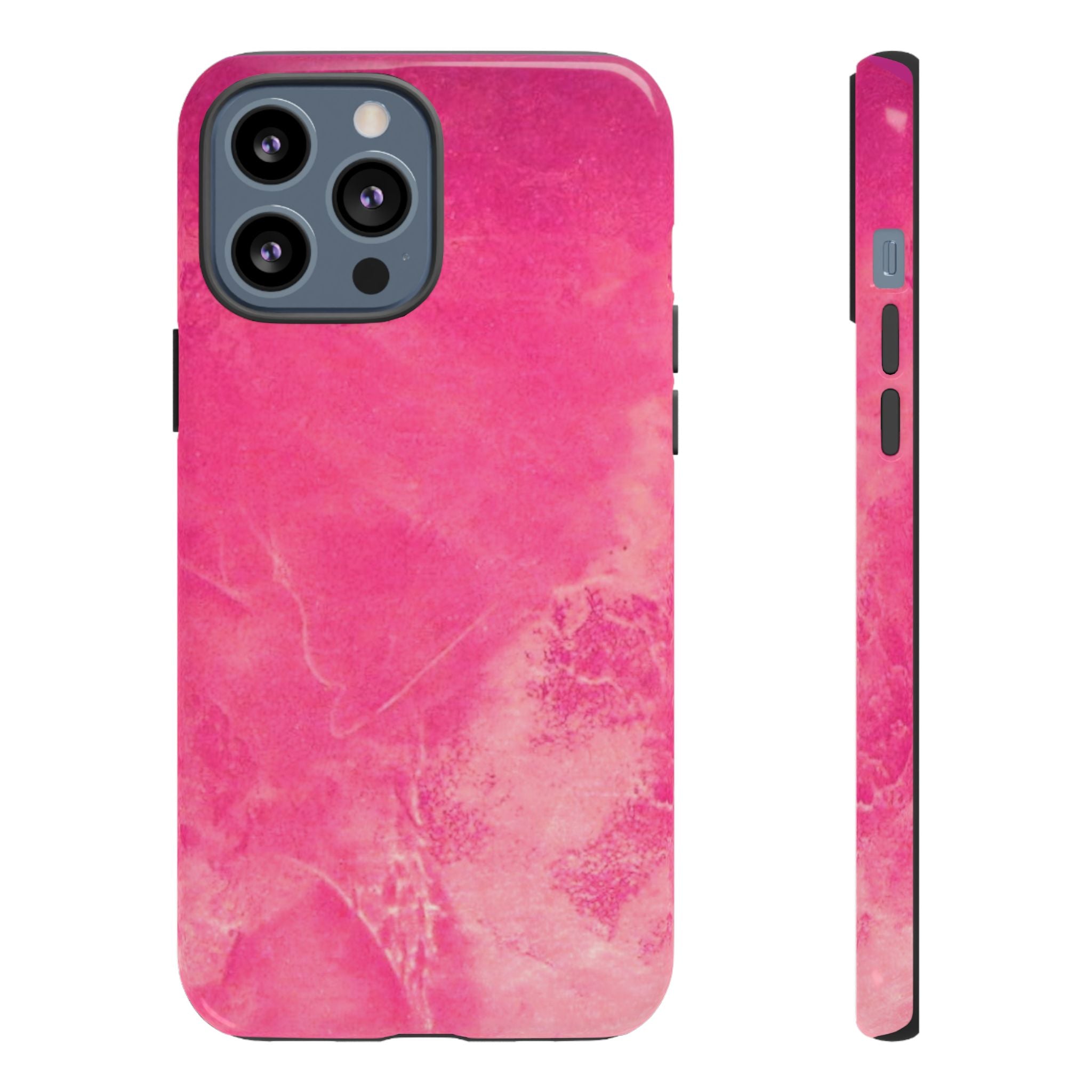 phone case in glossy or matte Hot Pink Marble Design with UV and impact resistance protection