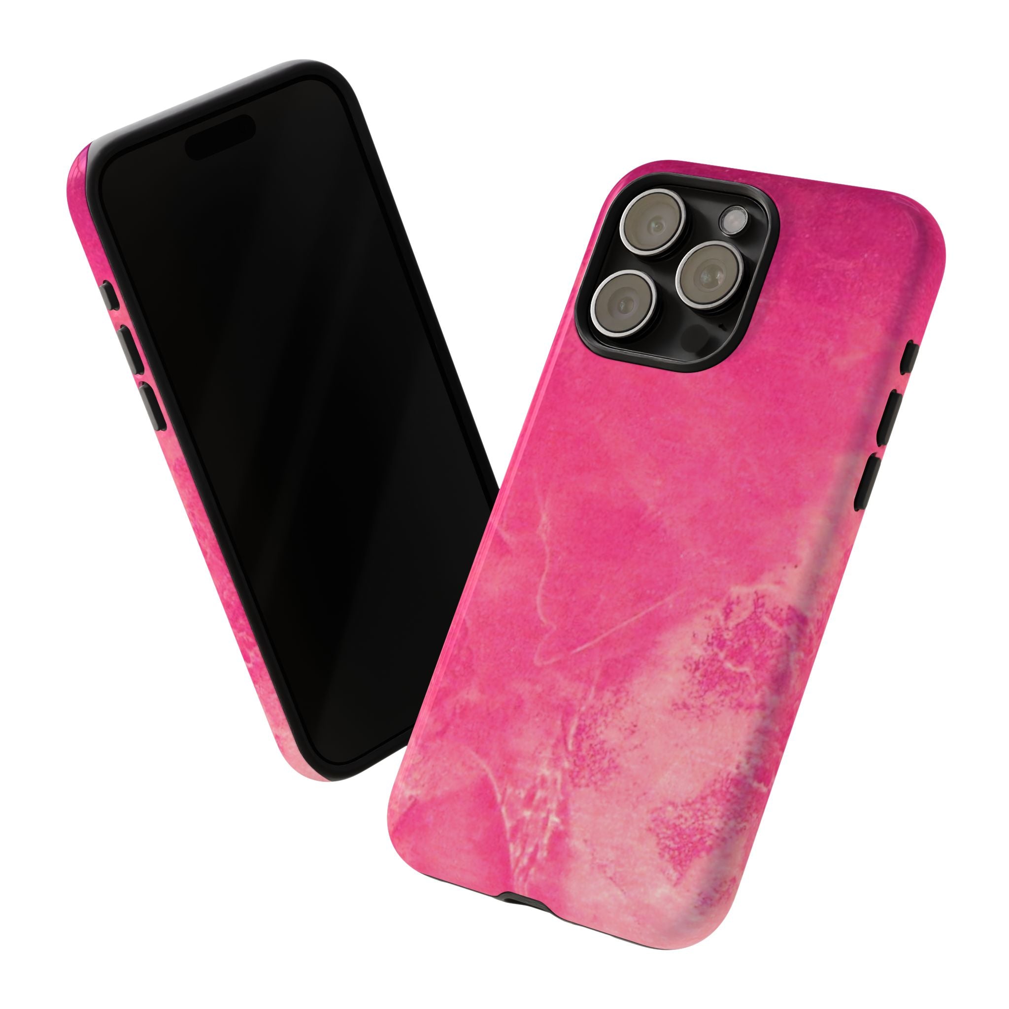 phone case in glossy or matte Hot Pink Marble Design with UV and impact resistance protection
