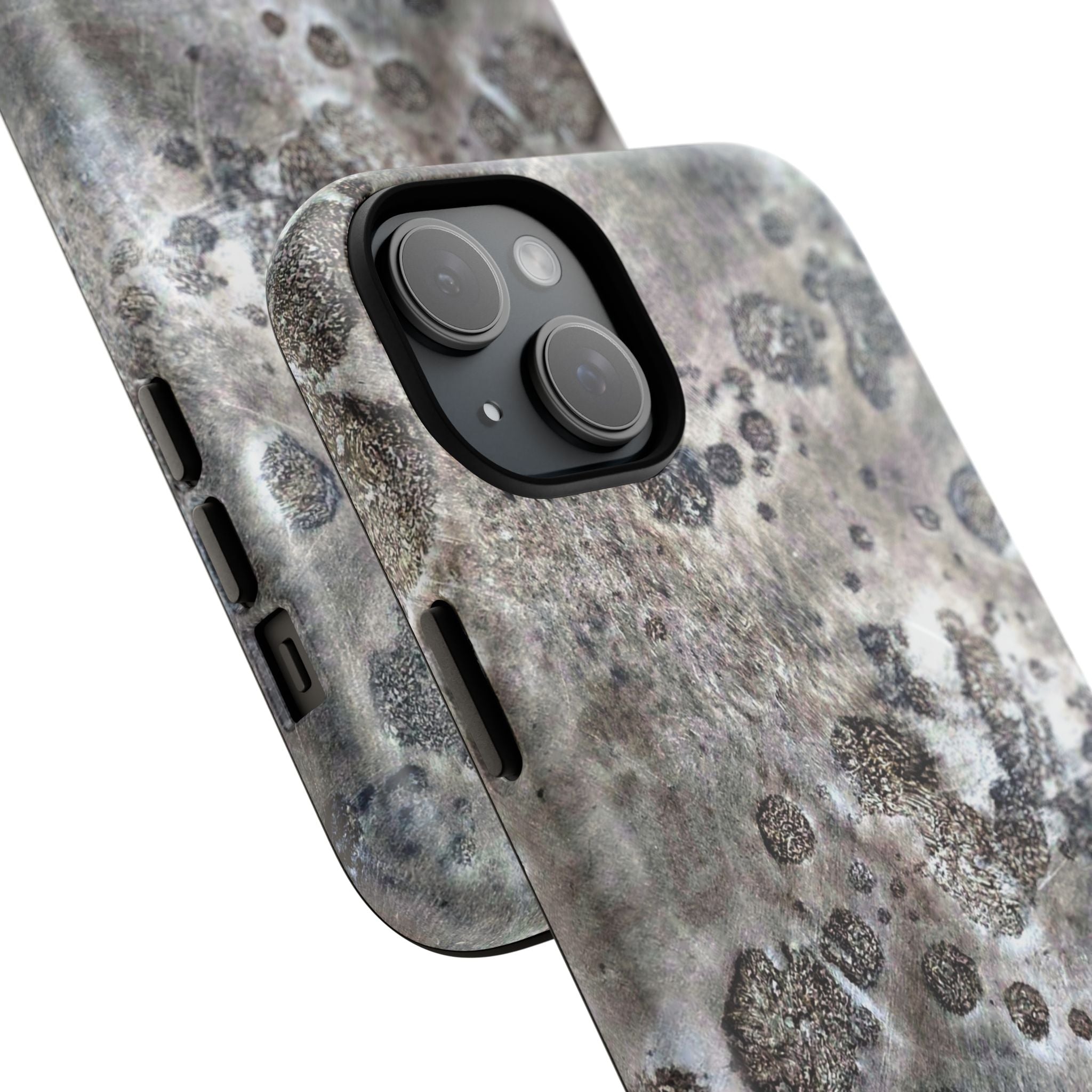 Magnetic iphone case with a Lunar Moon Rock Design is as tough as it looks with 2 layer shell compatible with MagSafe Accessories