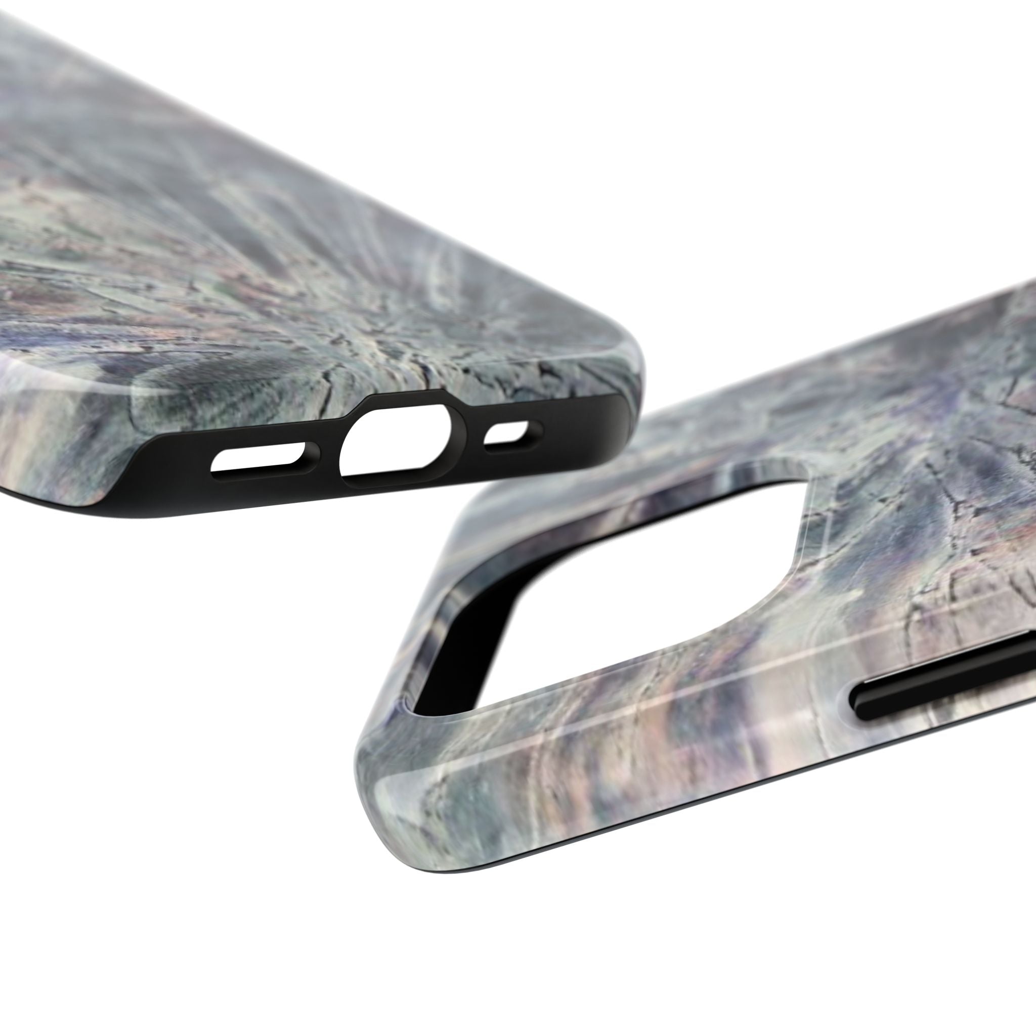 Phone case in abstract bursts of silver crystal design with rubber lining for strong impact and UV protection