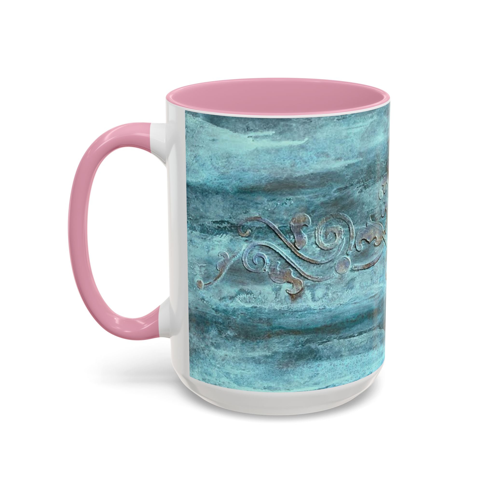 Mugs - Artistically painted with scrolled design 15oz & 11oz by Studio Blitz