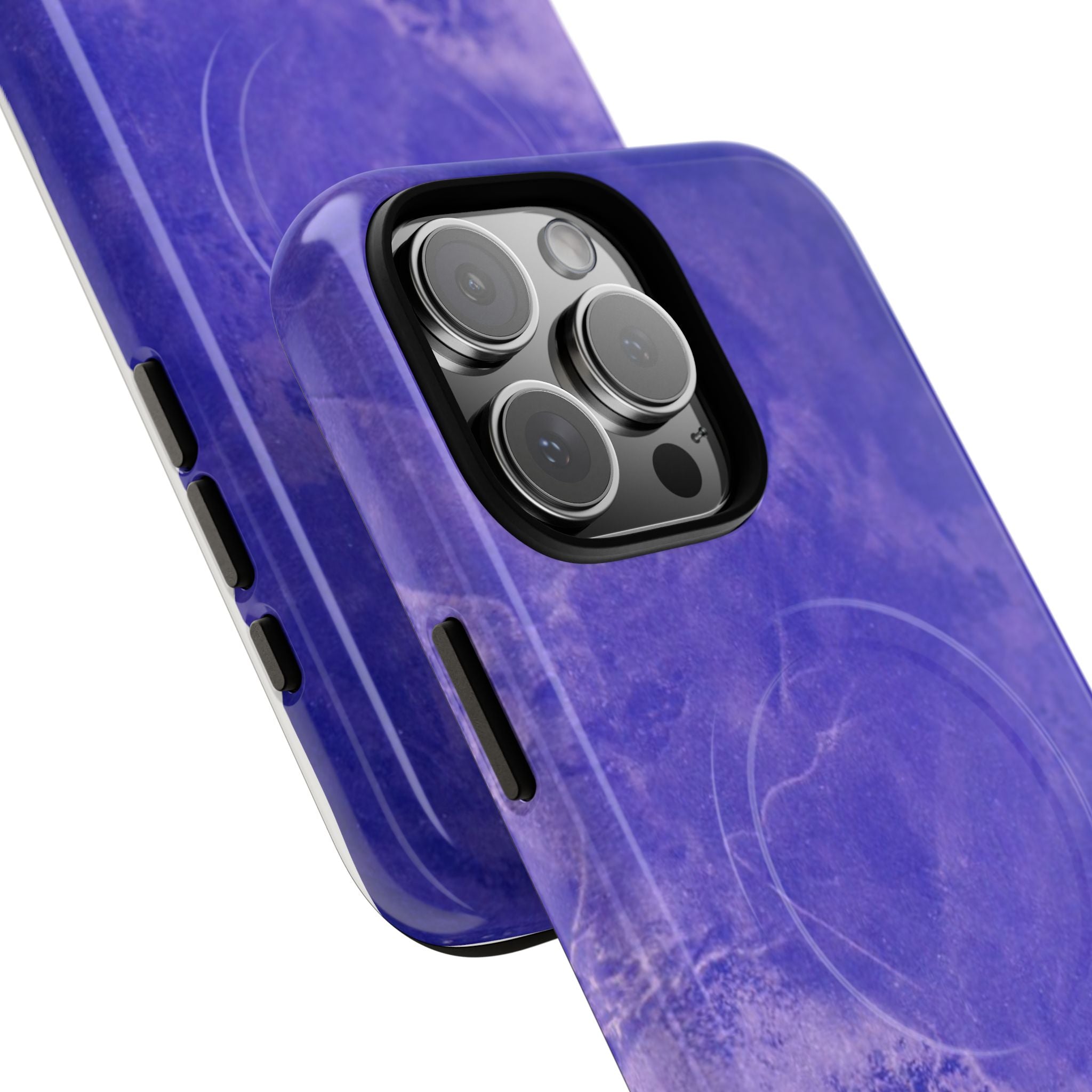 Magnetic iphone case in Blue abstract design with dual layers for toughness and  compatible with MagSafe Accessories