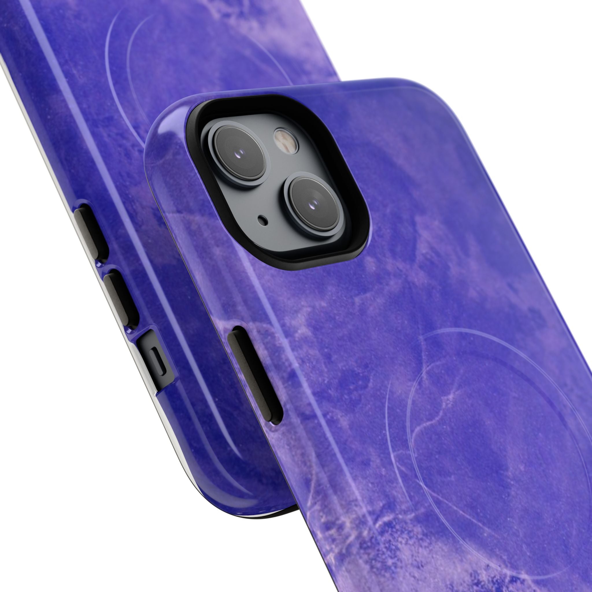 Magnetic iphone case in Blue abstract design with dual layers for toughness and  compatible with MagSafe Accessories