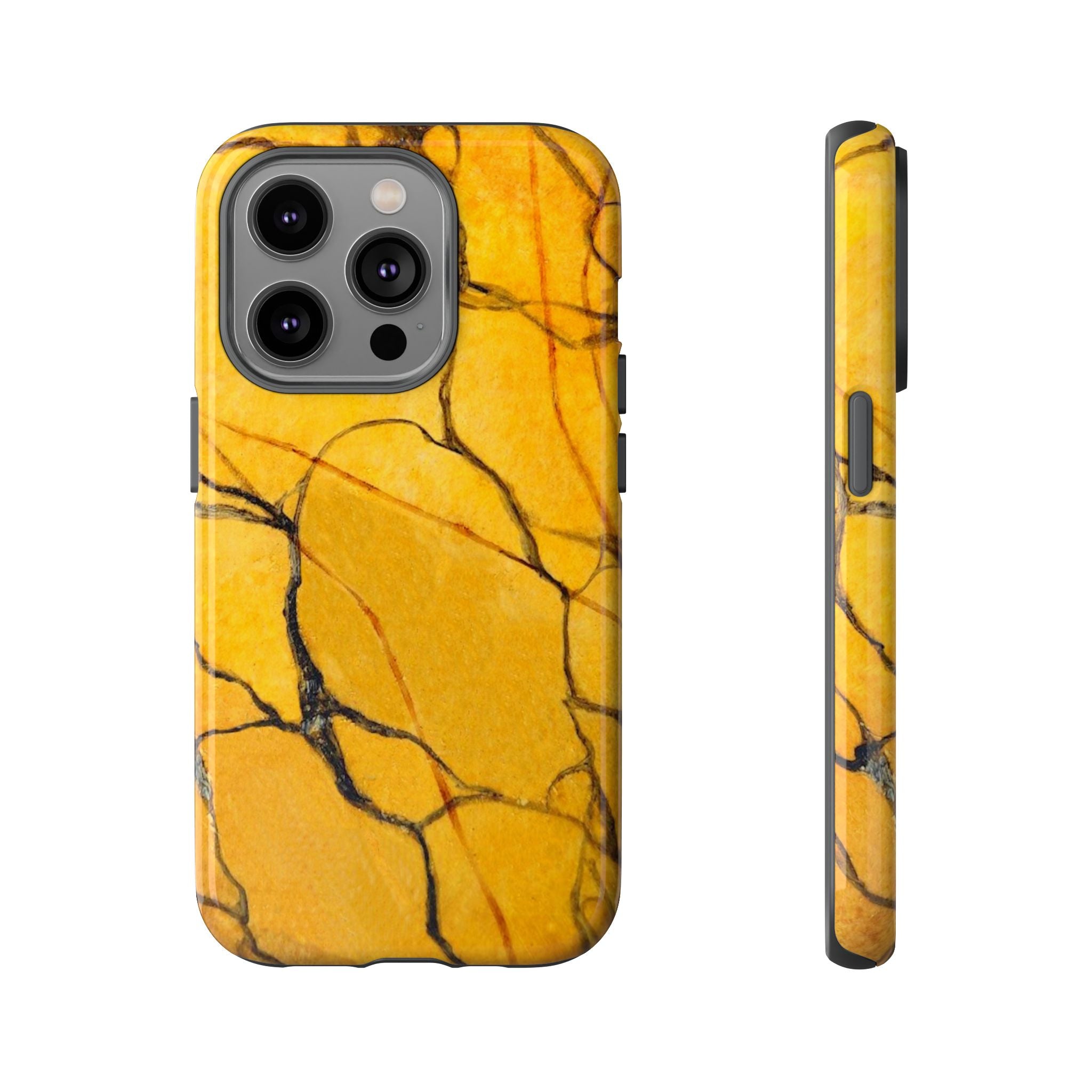  phone case in eye catching gold marble design in glossy or matte finish with silicone lining and hard shell for impact and UV resistance