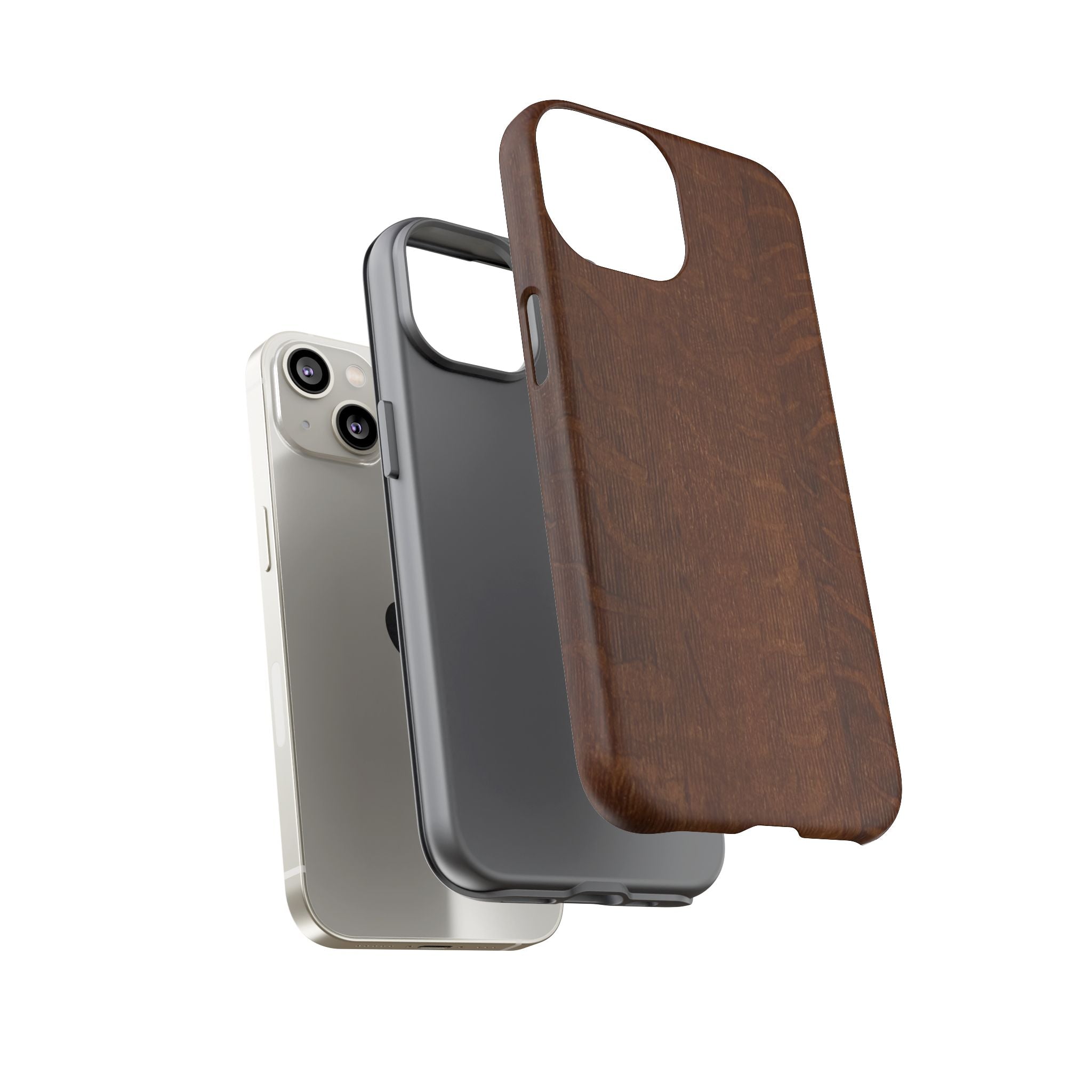 Phone case with 3D Wrap Unique Wood Grain Design - Tough and Durable in Glossy or Matte finish