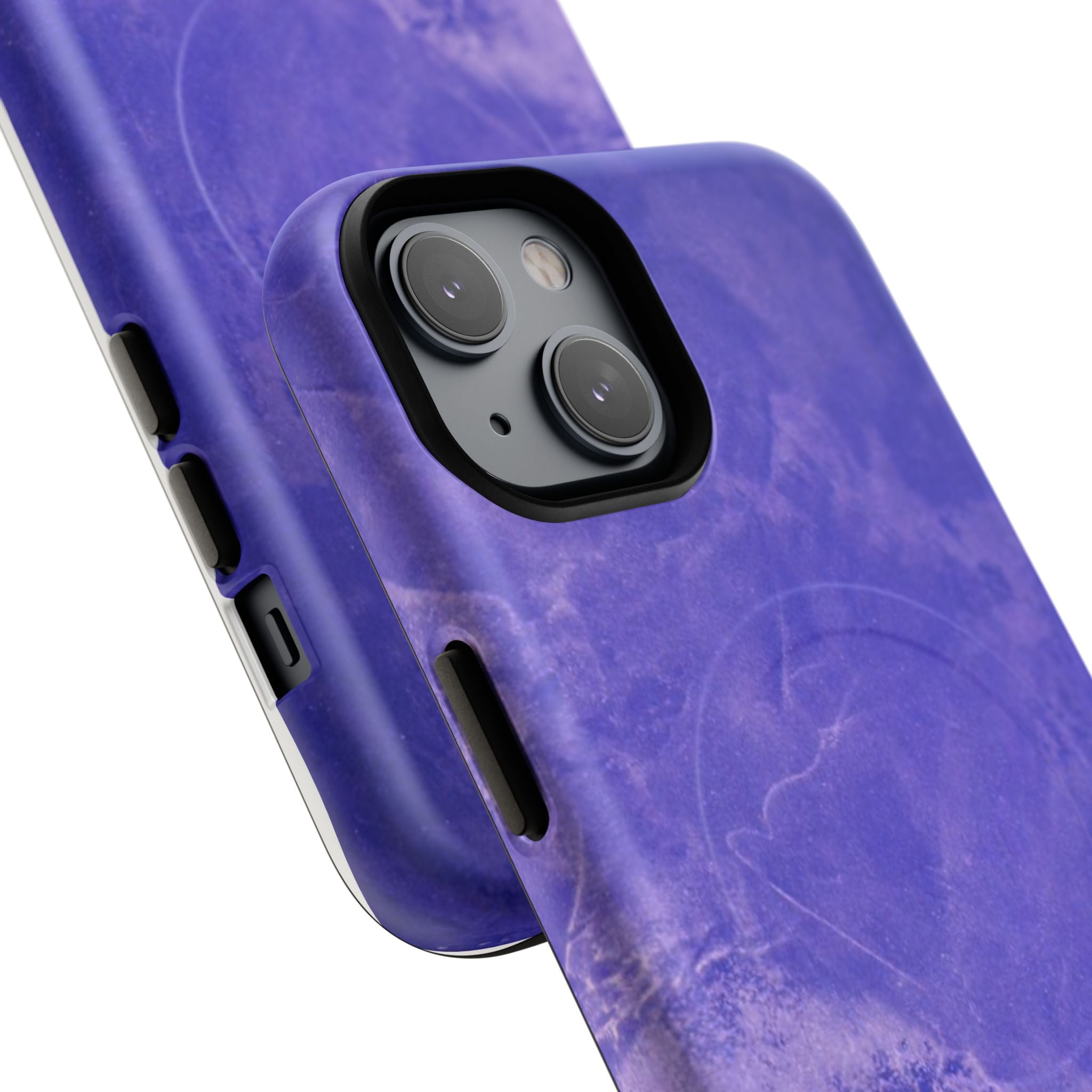 Magnetic iphone case in Blue abstract design with dual layers for toughness and  compatible with MagSafe Accessories