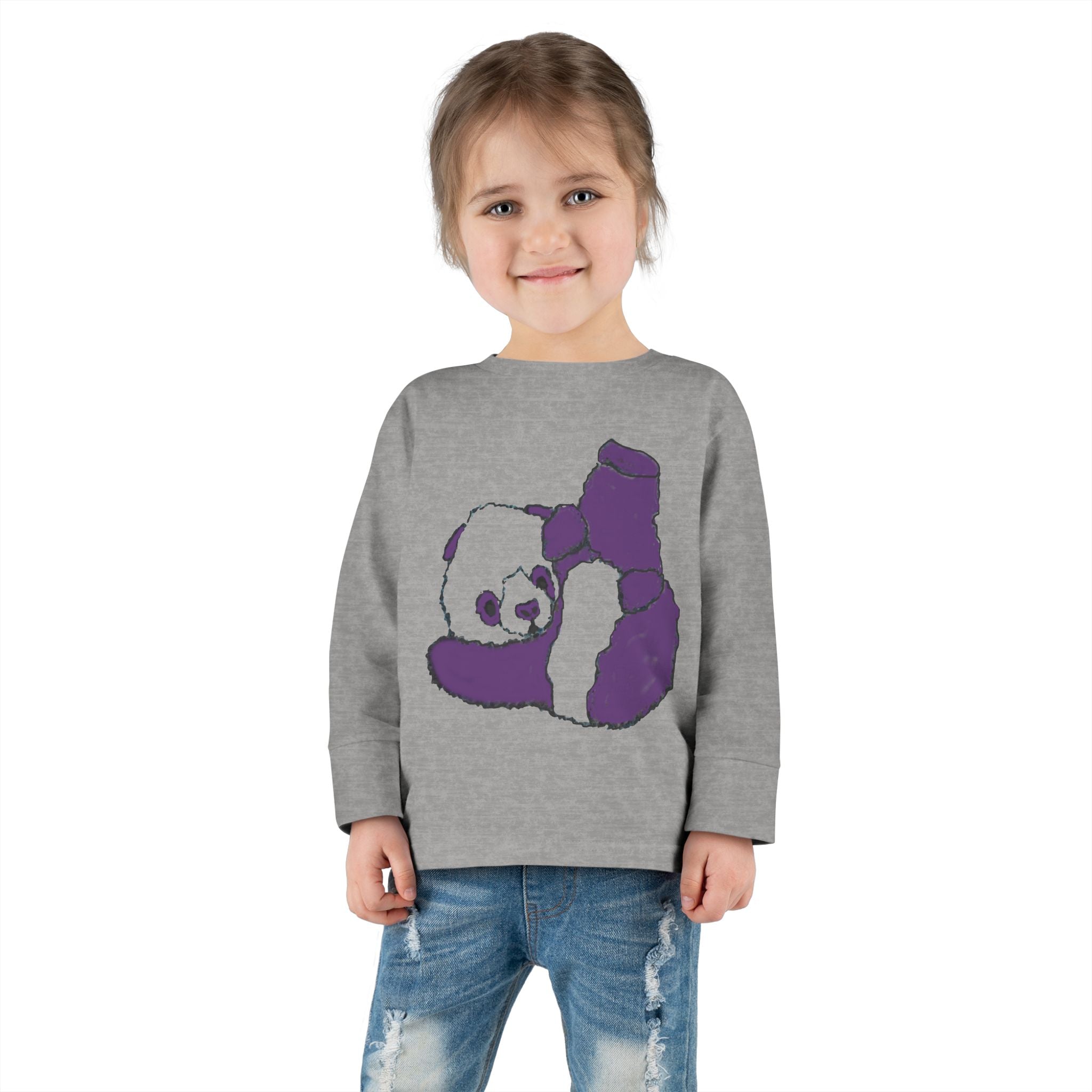 Toddler Long Sleeve Tee - Adorable Purple Panda