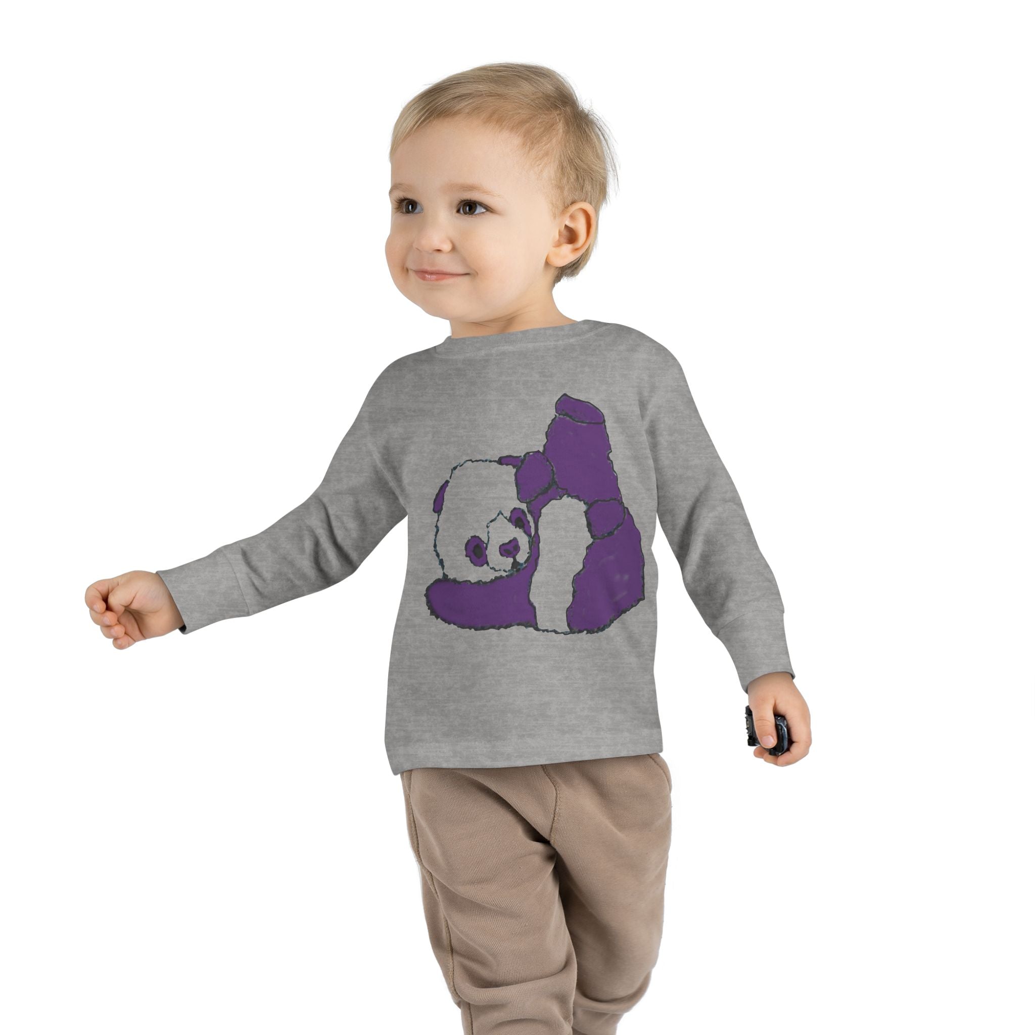 Toddler Long Sleeve Tee - Adorable Purple Panda