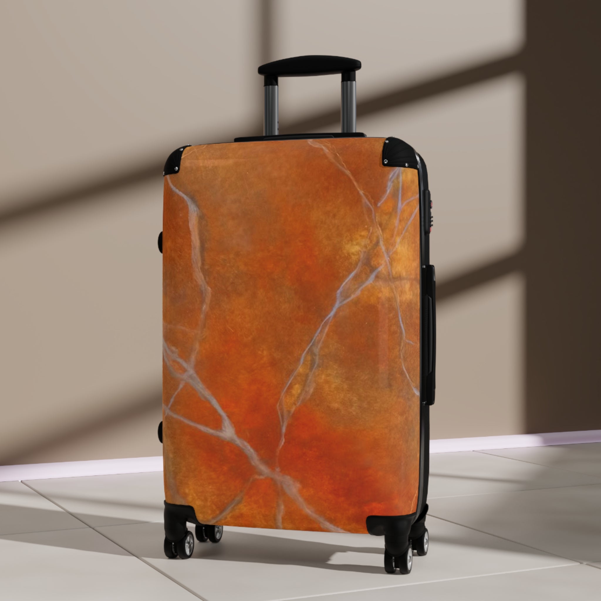 Suitcase - Stunning Red/Orange Marble Design