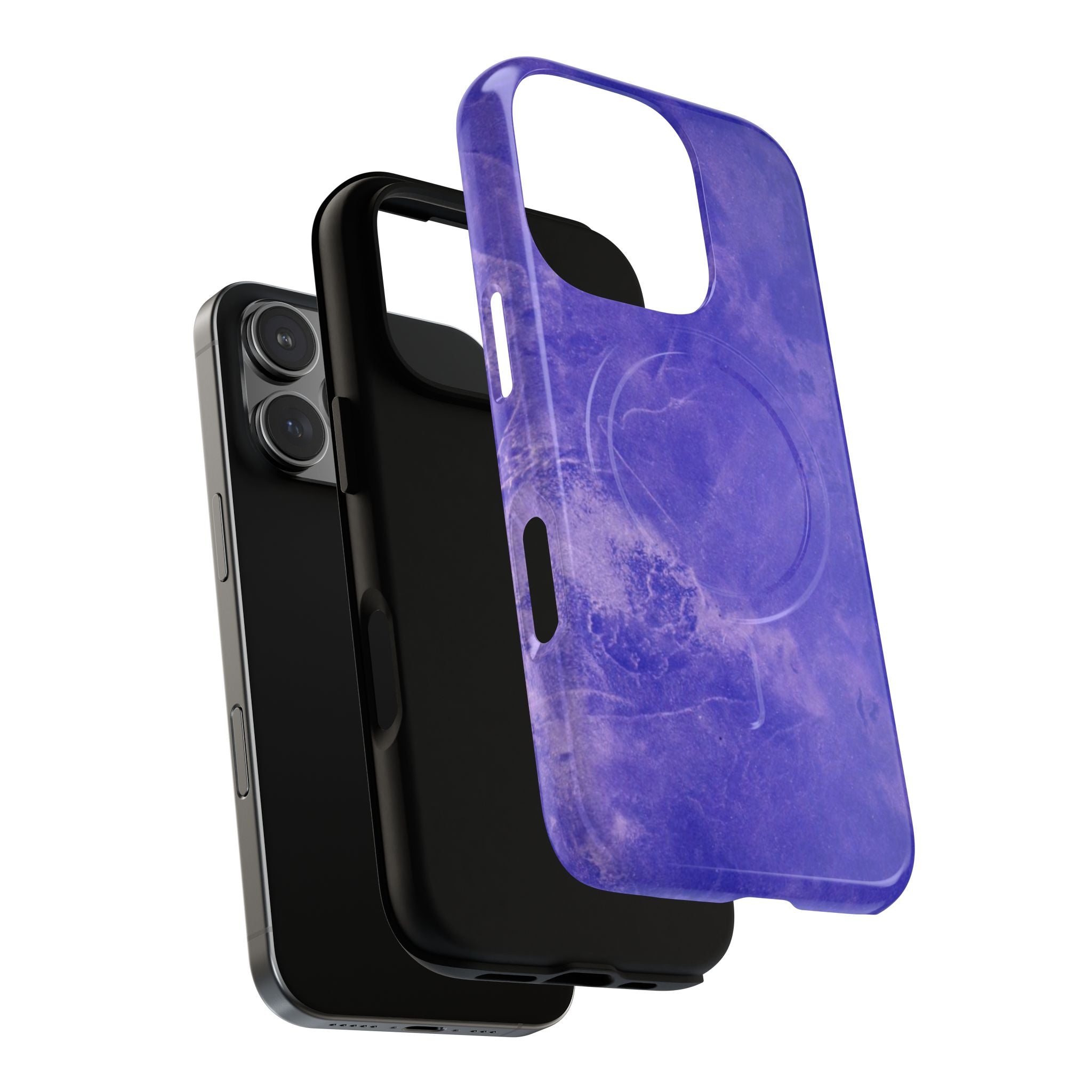 Magnetic iphone case in Blue abstract design with dual layers for toughness and  compatible with MagSafe Accessories