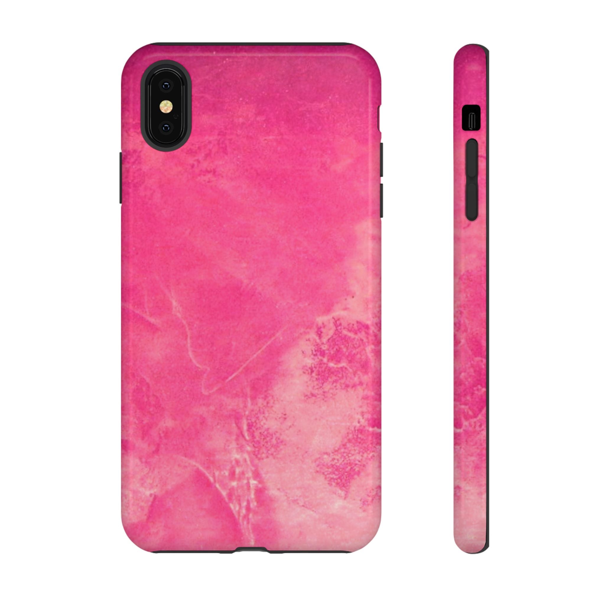 phone case in glossy or matte Hot Pink Marble Design with UV and impact resistance protection